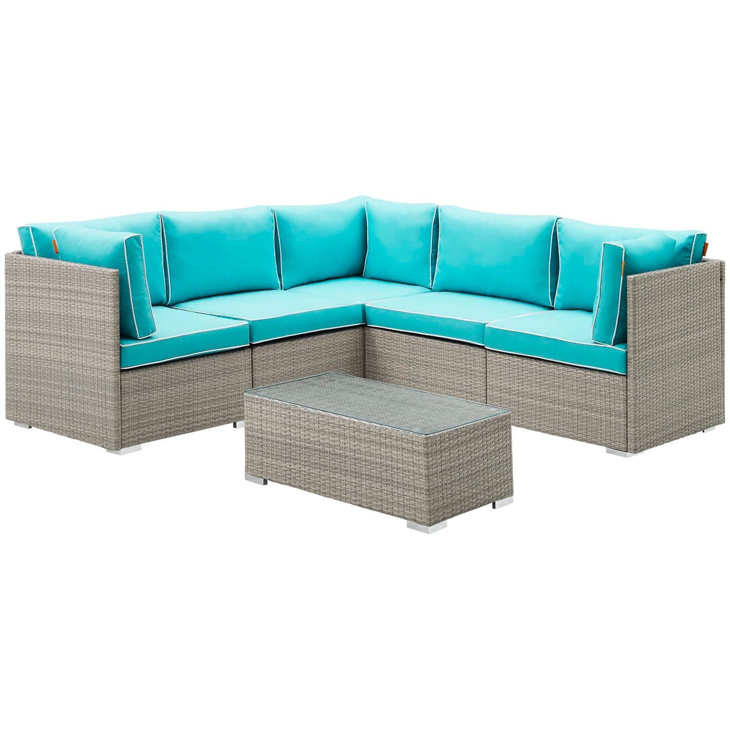 Modway Repose 6 Piece Outdoor Patio Sectional Set | Outdoor Sofas, Loveseats & Sectionals | Modishstore-16