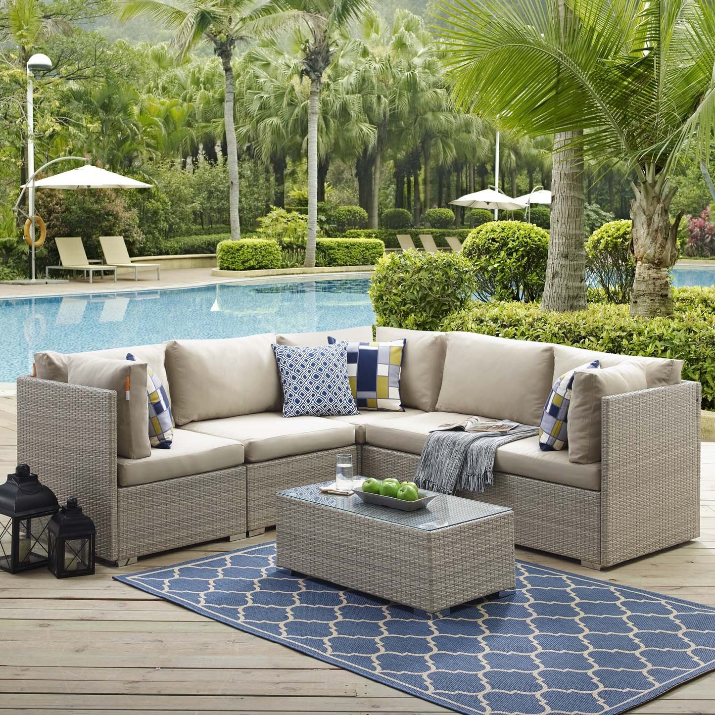Modway Repose 6 Piece Outdoor Patio Sunbrella