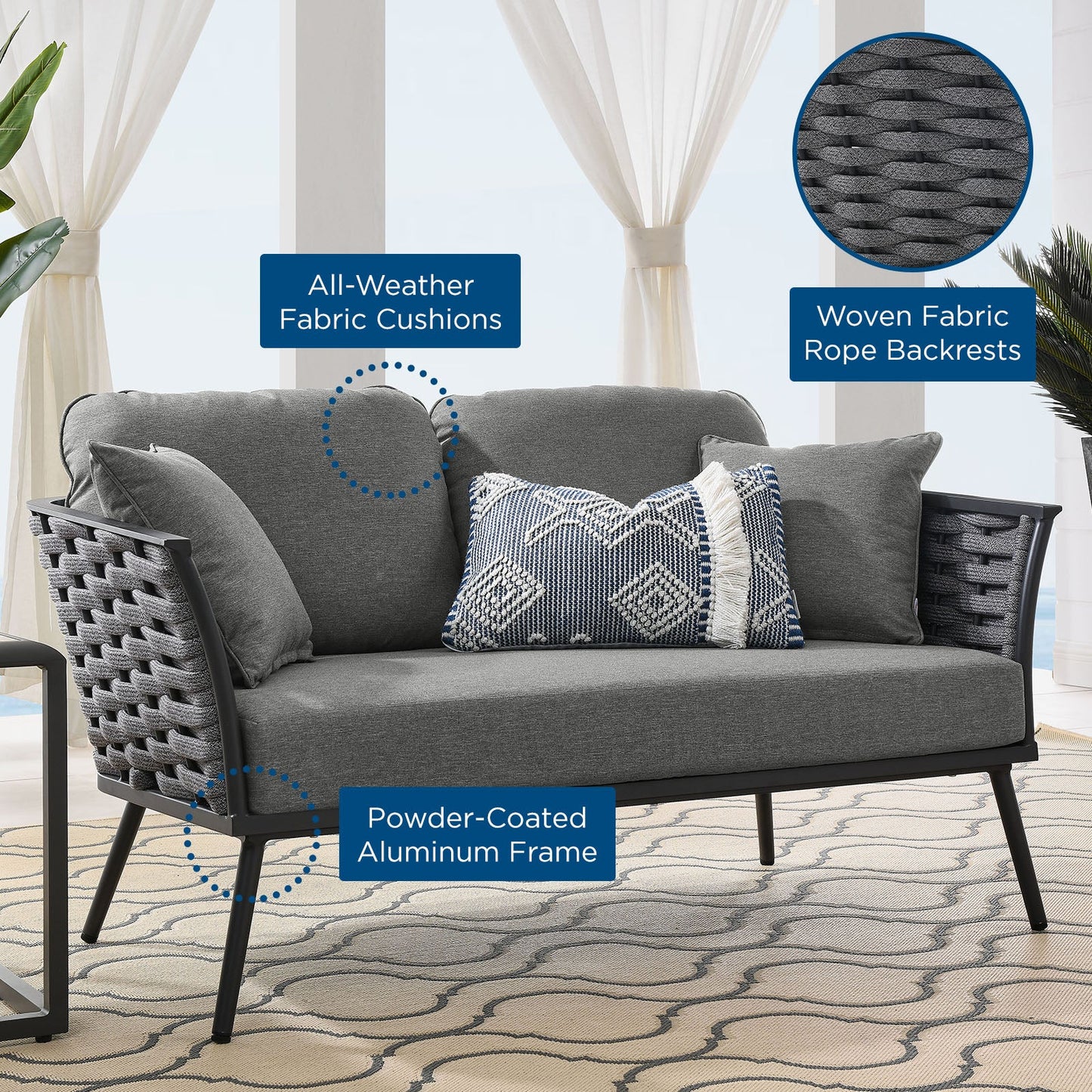 Modway Stance Outdoor Patio Aluminum Loveseat | Outdoor Sofas, Loveseats & Sectionals | Modishstore-23