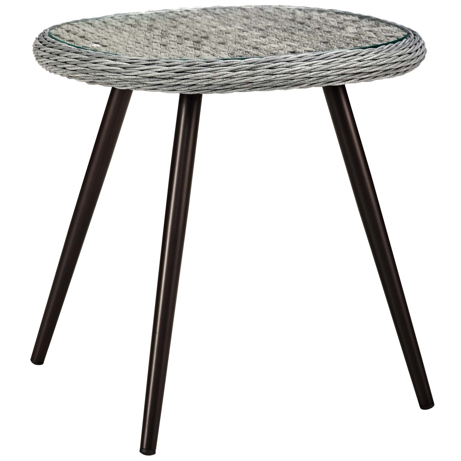 Modway Endeavor Outdoor Patio Wicker Rattan Side Table Gray | Side Tables | 