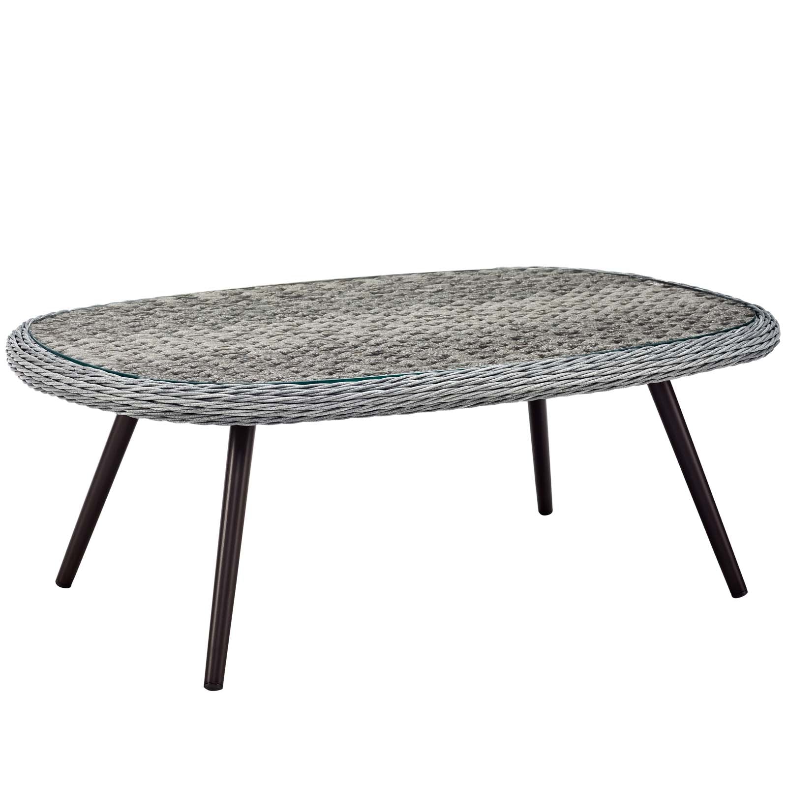 Modway Endeavor Outdoor Patio Wicker Rattan Coffee Table Gray | Coffee Tables | 