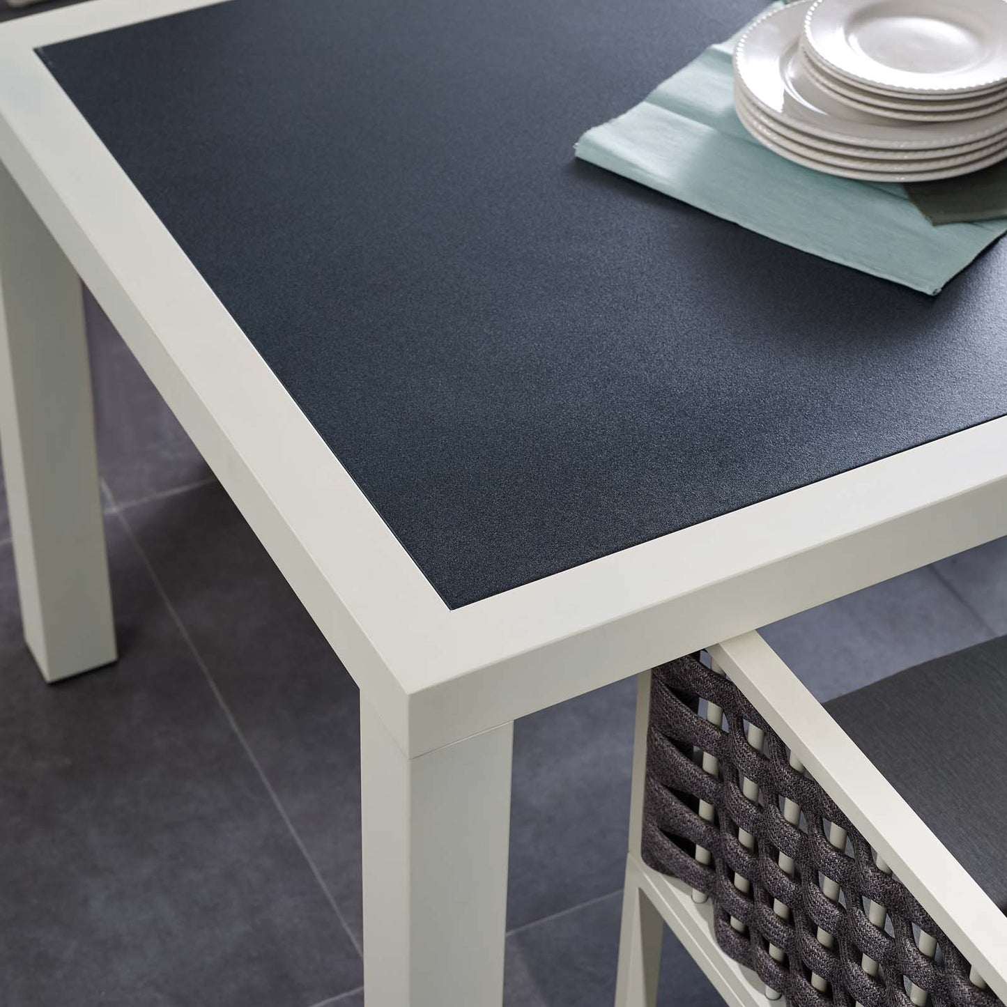 Modway Stance 90.5" Outdoor Patio Aluminum Dining Table White Gray | Dining Tables | Modishstore