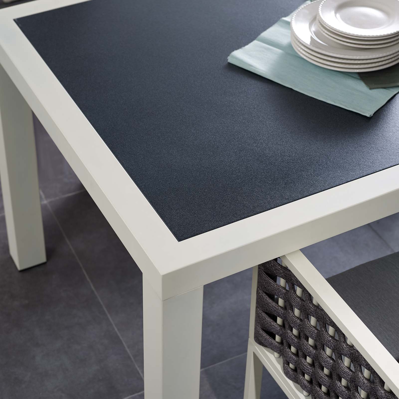 Modway Stance 90.5" Outdoor Patio Aluminum Dining Table White Gray | Dining Tables | Modishstore