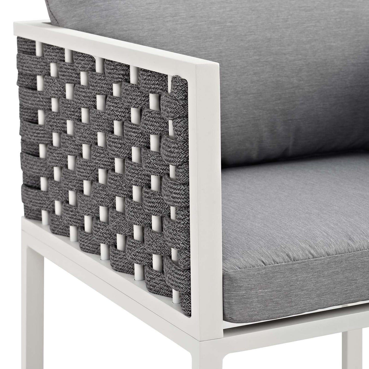 Modway Stance Outdoor Patio Aluminum Dining Armchair White Gray
