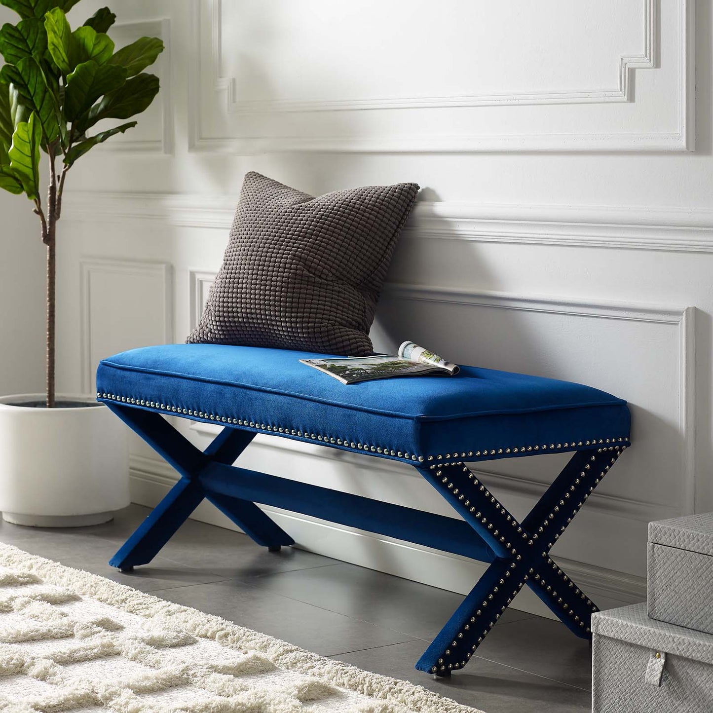Modway Rivet Upholstered Velvet Bench | Stools & Benches | Modishstore-9