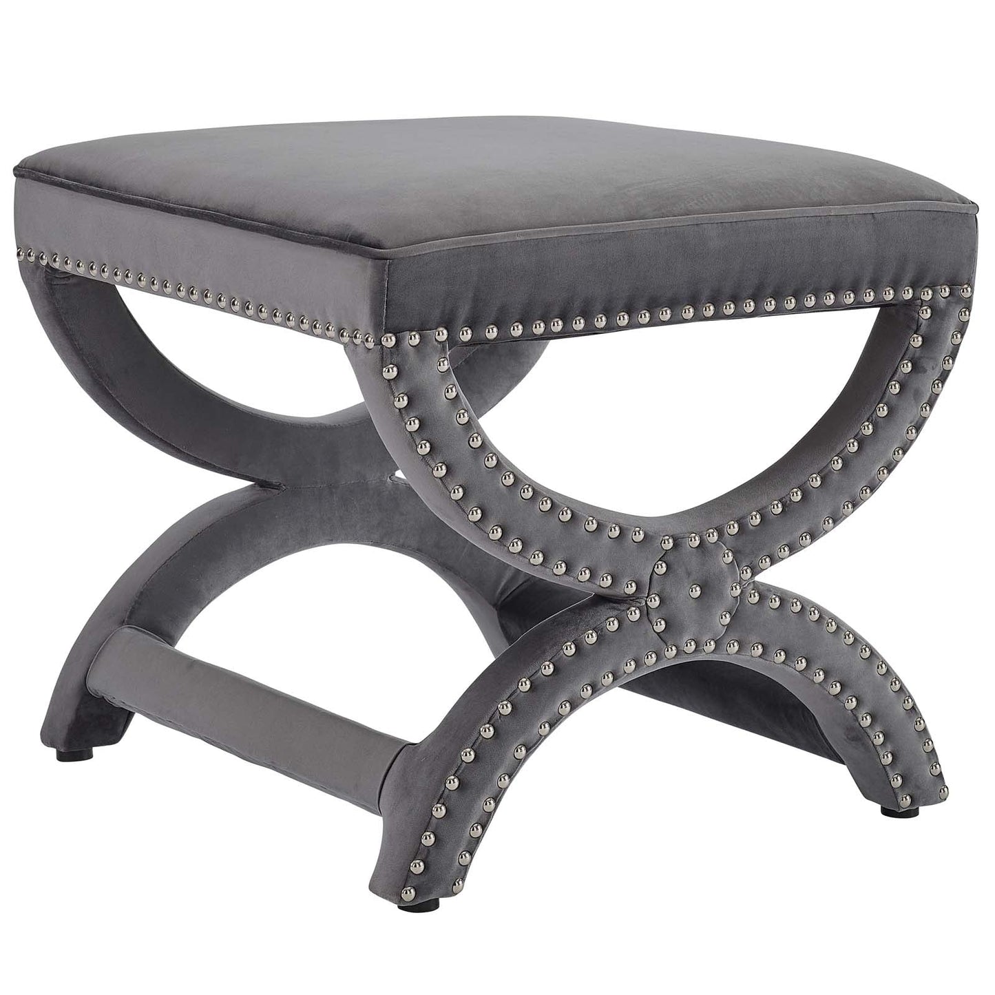 Modway Expound Upholstered Nailhead Trim Velvet Ottoman | Ottomans | 