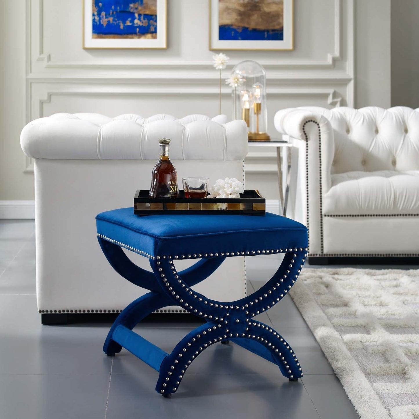 Modway Expound Upholstered Nailhead Trim Velvet Ottoman | Ottomans | 