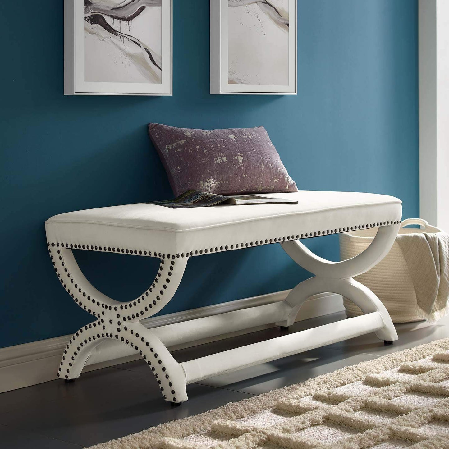 Modway Expound Upholstered Nailhead Trim Velvet Bench