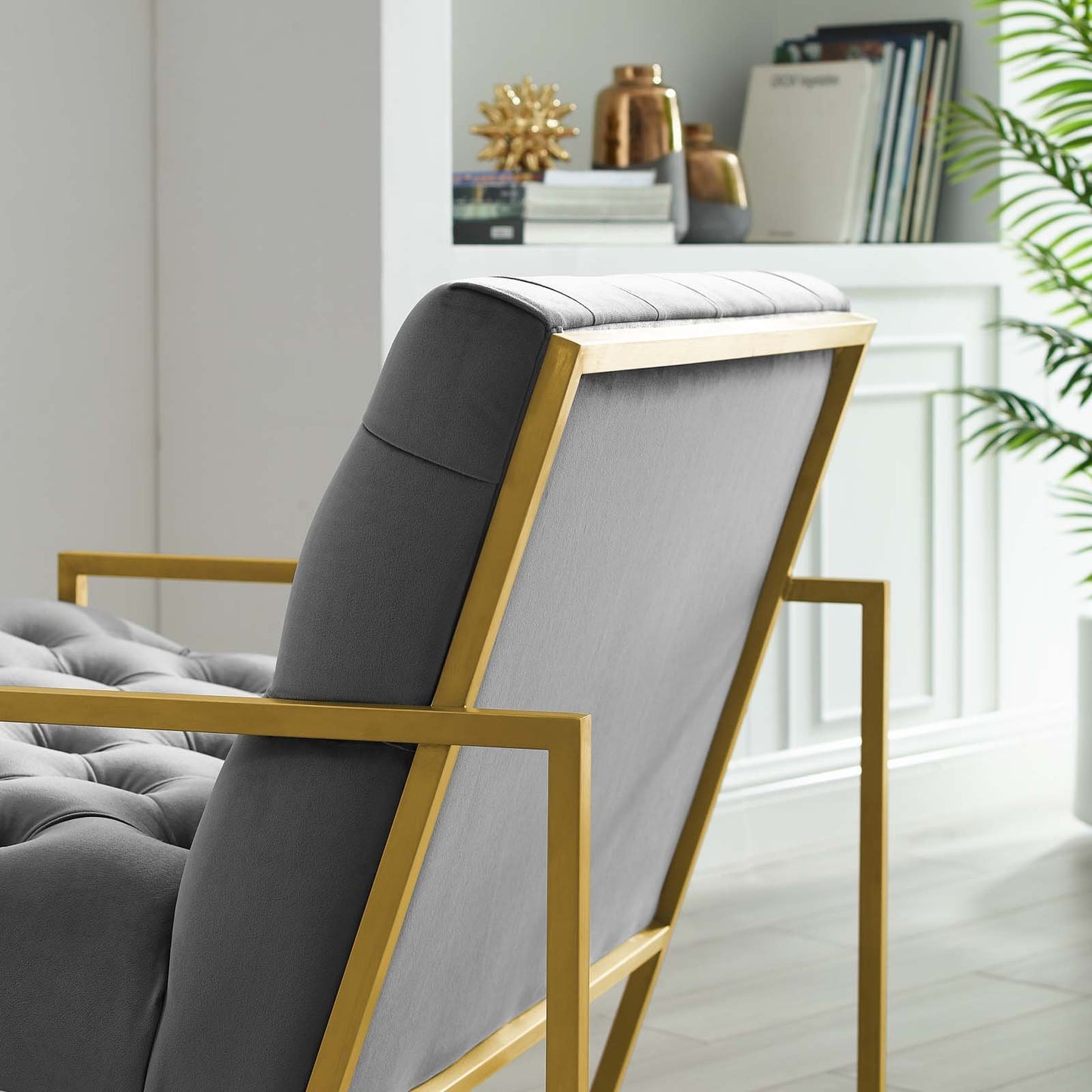 Modway Bequest Gold Stainless Steel Performance Velvet Accent Chair