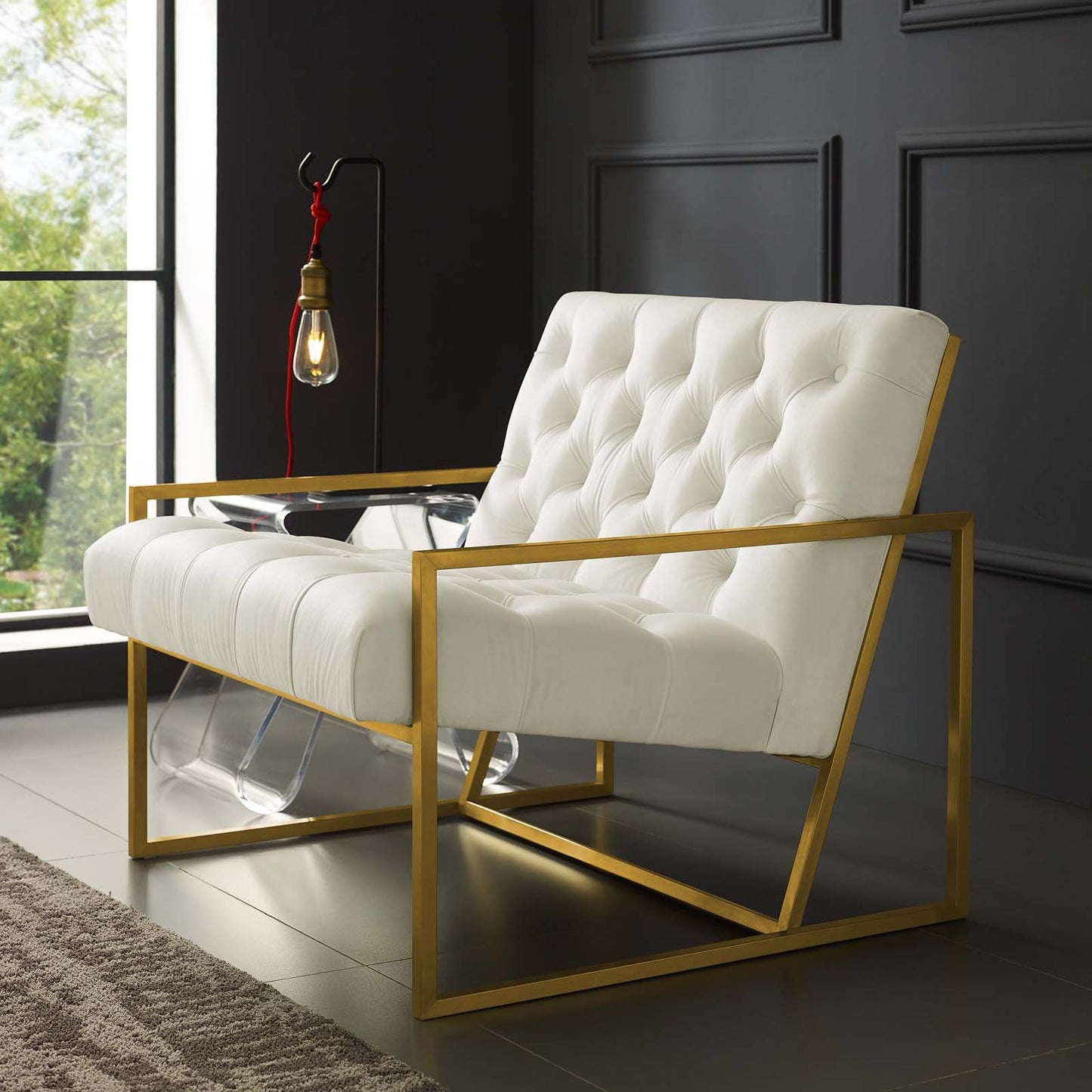 Modway Bequest Gold Stainless Steel Performance Velvet Accent Chair