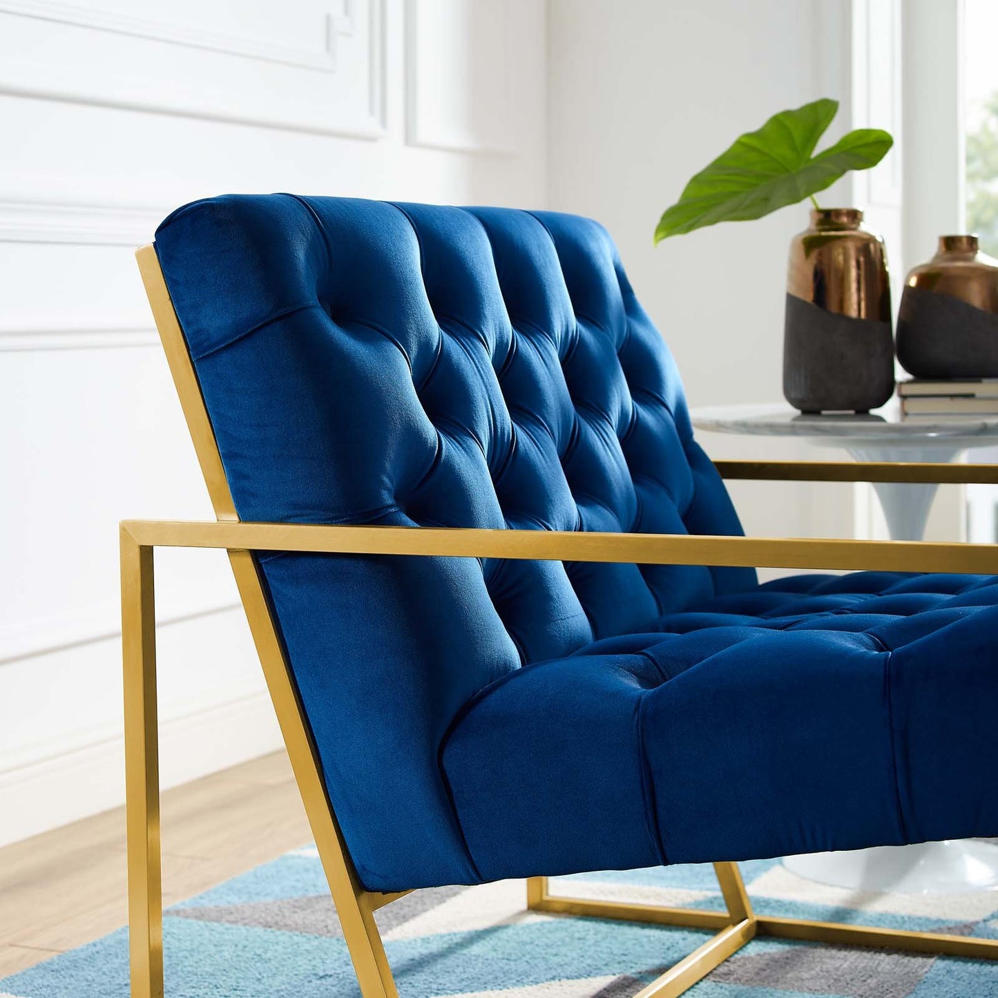 Modway Bequest Gold Stainless Steel Performance Velvet Accent Chair