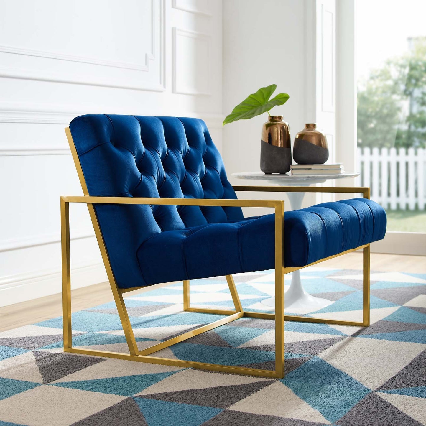 Modway Bequest Gold Stainless Steel Performance Velvet Accent Chair