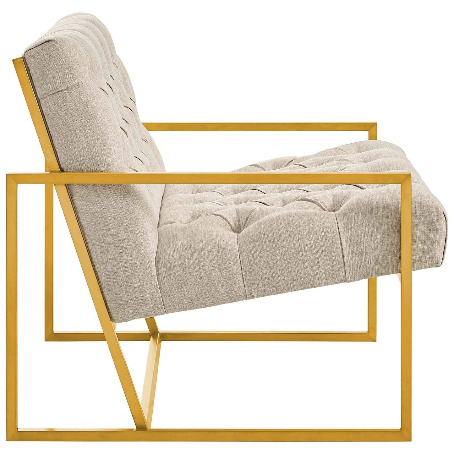 Modway Bequest Gold Stainless Steel Upholstered Fabric Accent Chair