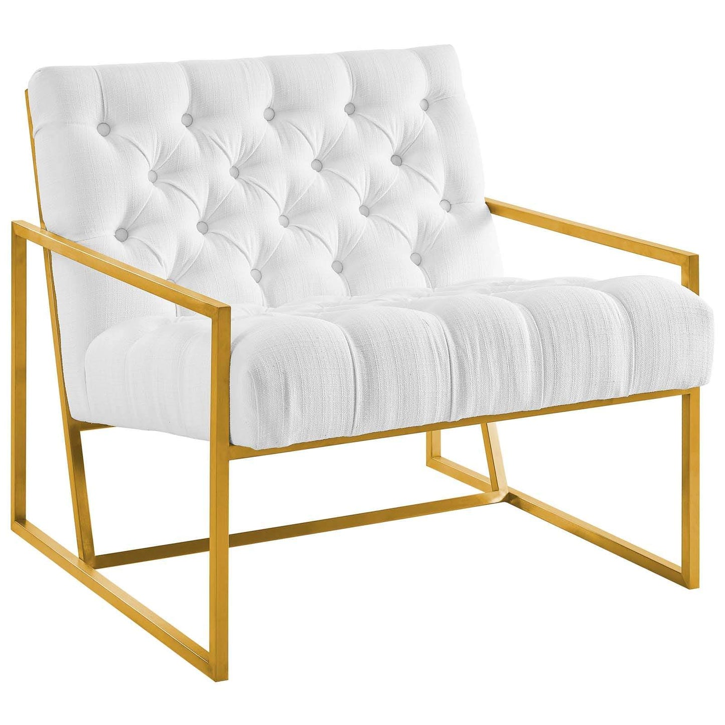 Modway Bequest Gold Stainless Steel Upholstered Fabric Accent Chair