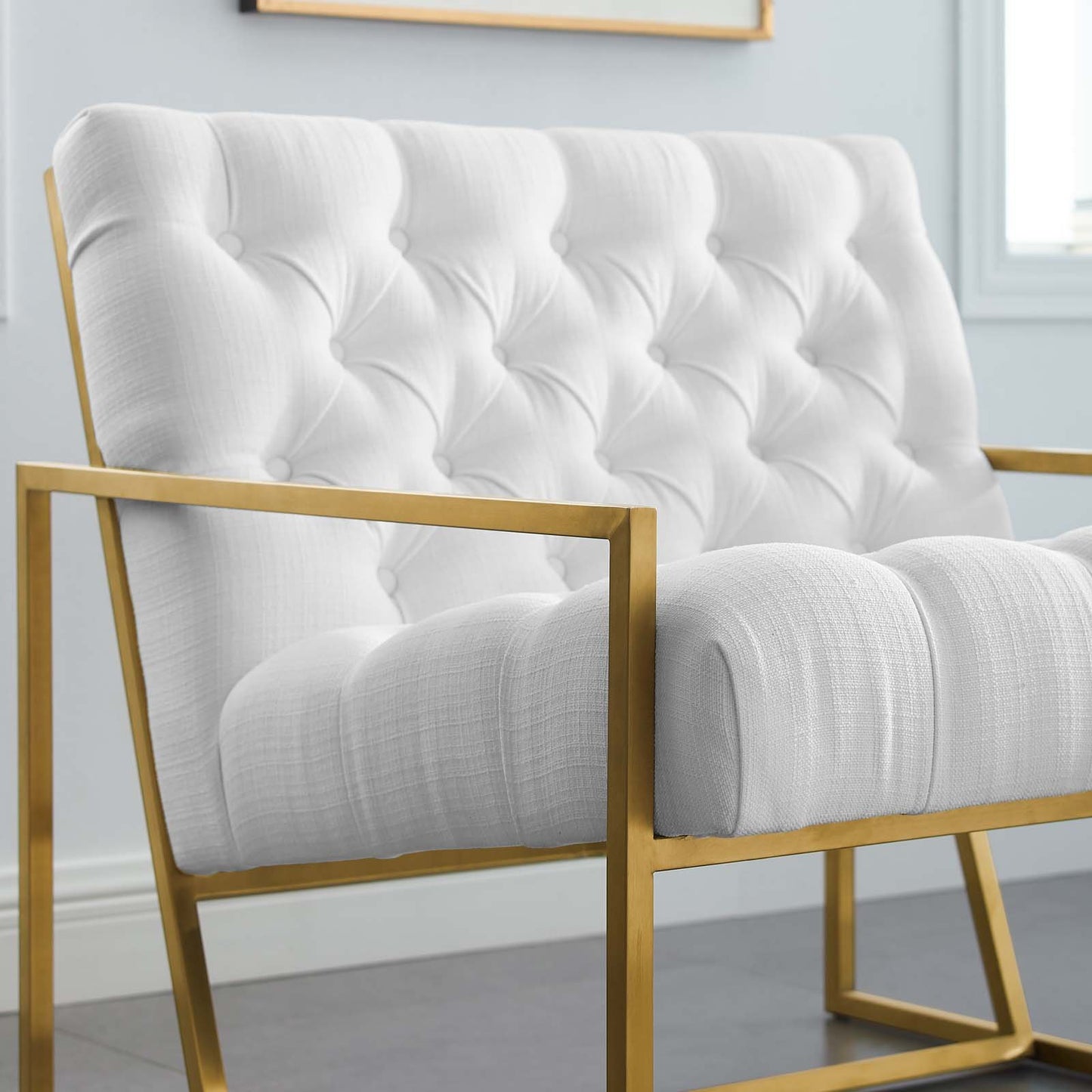 Modway Bequest Gold Stainless Steel Upholstered Fabric Accent Chair