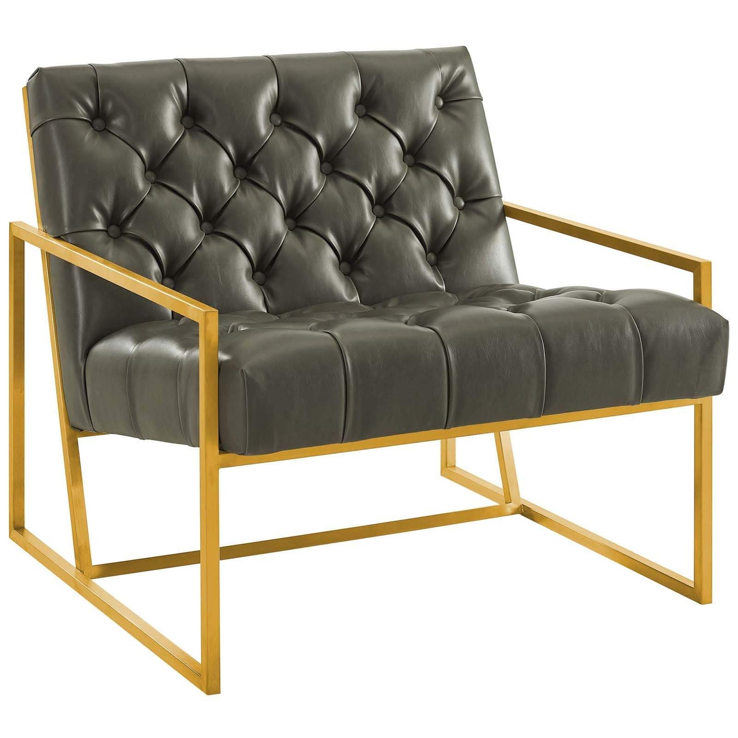 Modway Bequest Gold Stainless Steel Upholstered Fabric Accent Chair