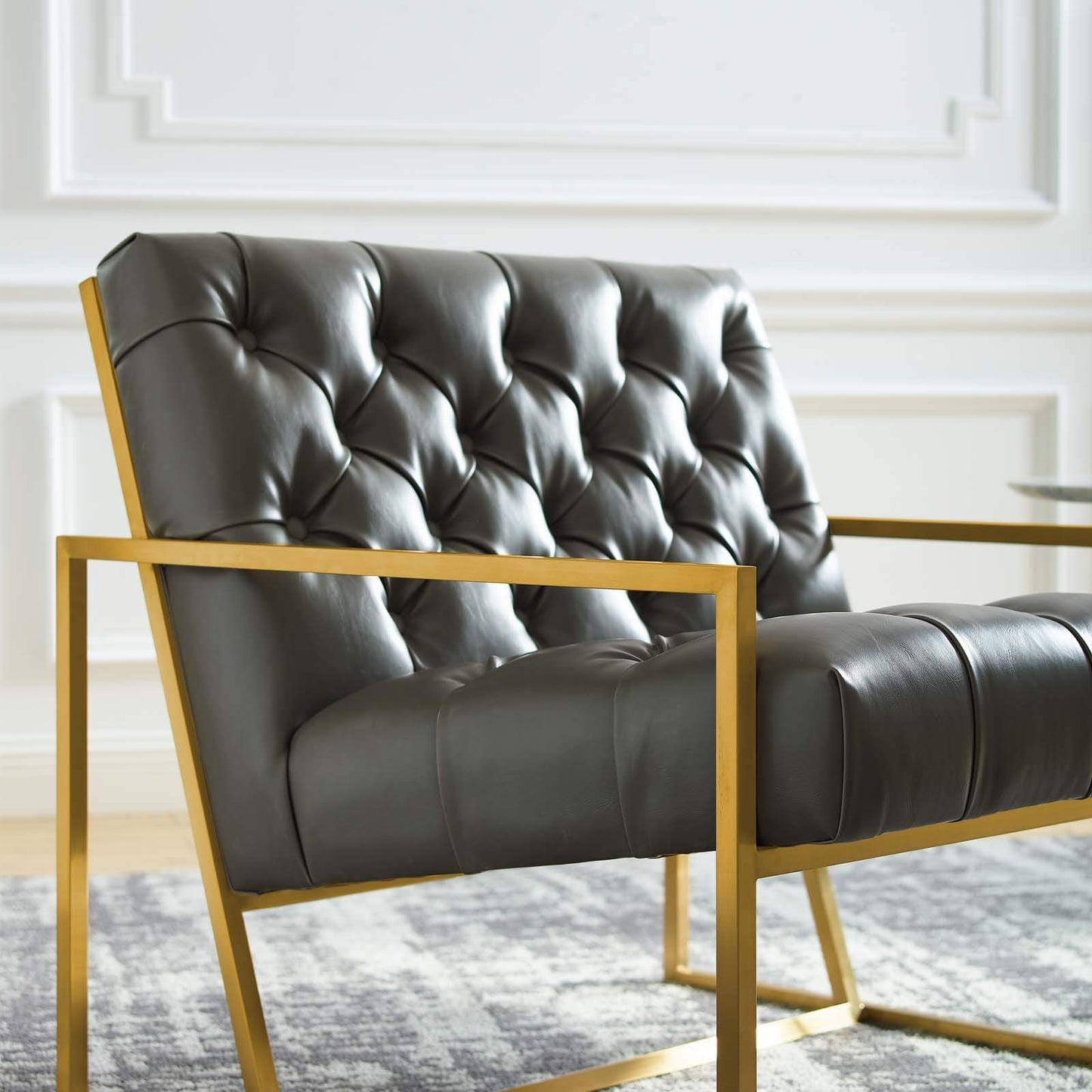 Modway Bequest Gold Stainless Steel Upholstered Fabric Accent Chair