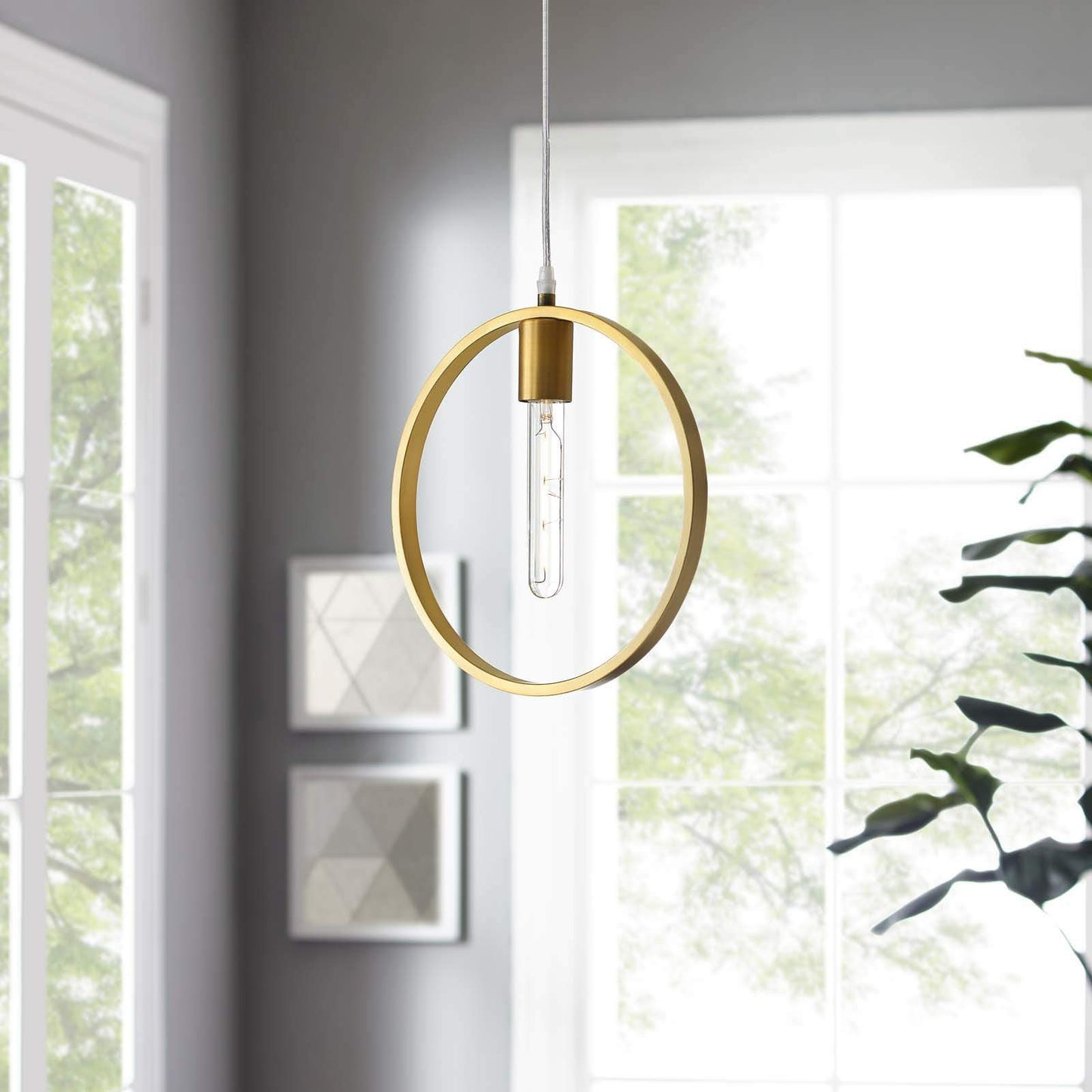Modway Orbit Brass Ceiling Pendant Light
