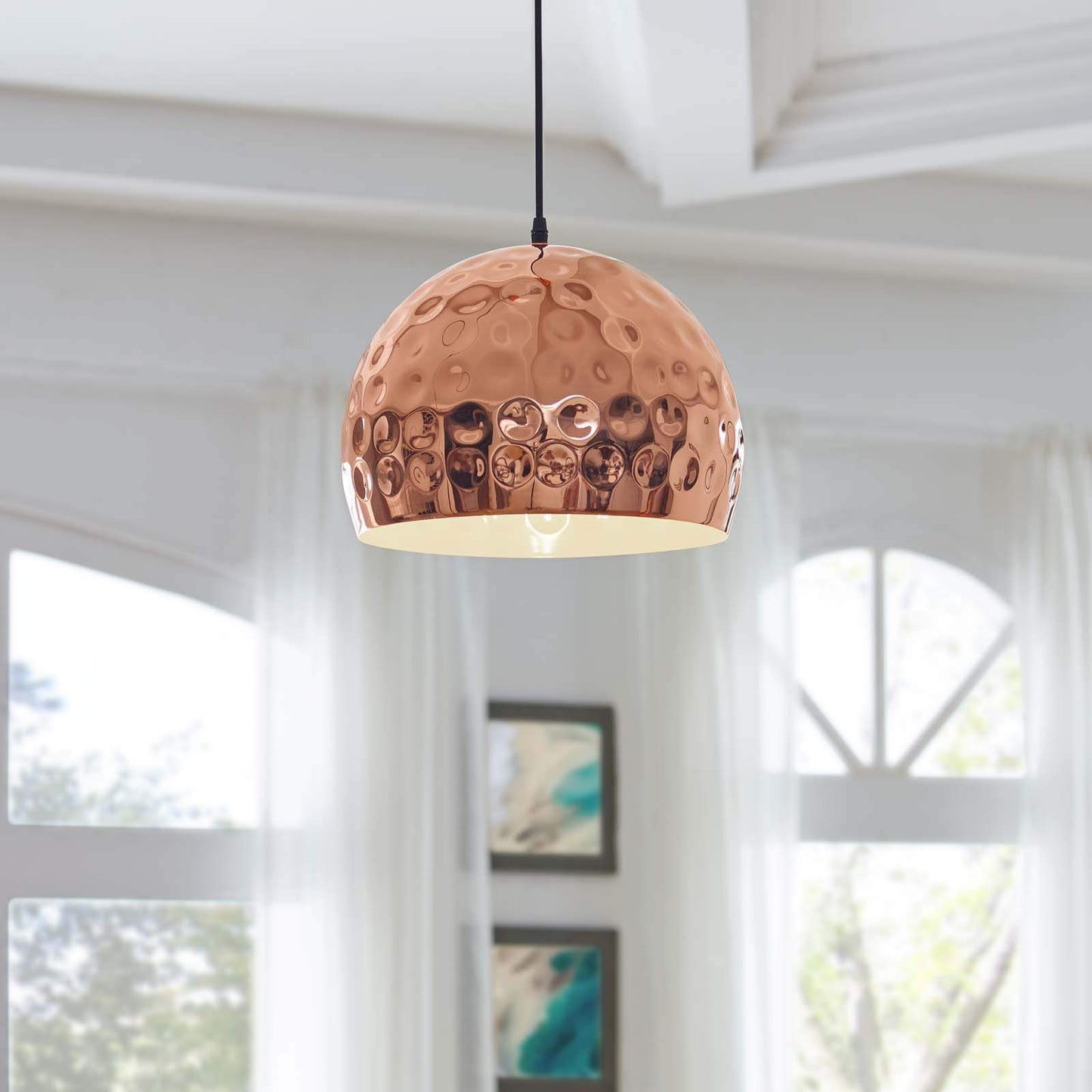 Modway Dimple 13.5" Half-Sphere Rose Gold Pendant Light