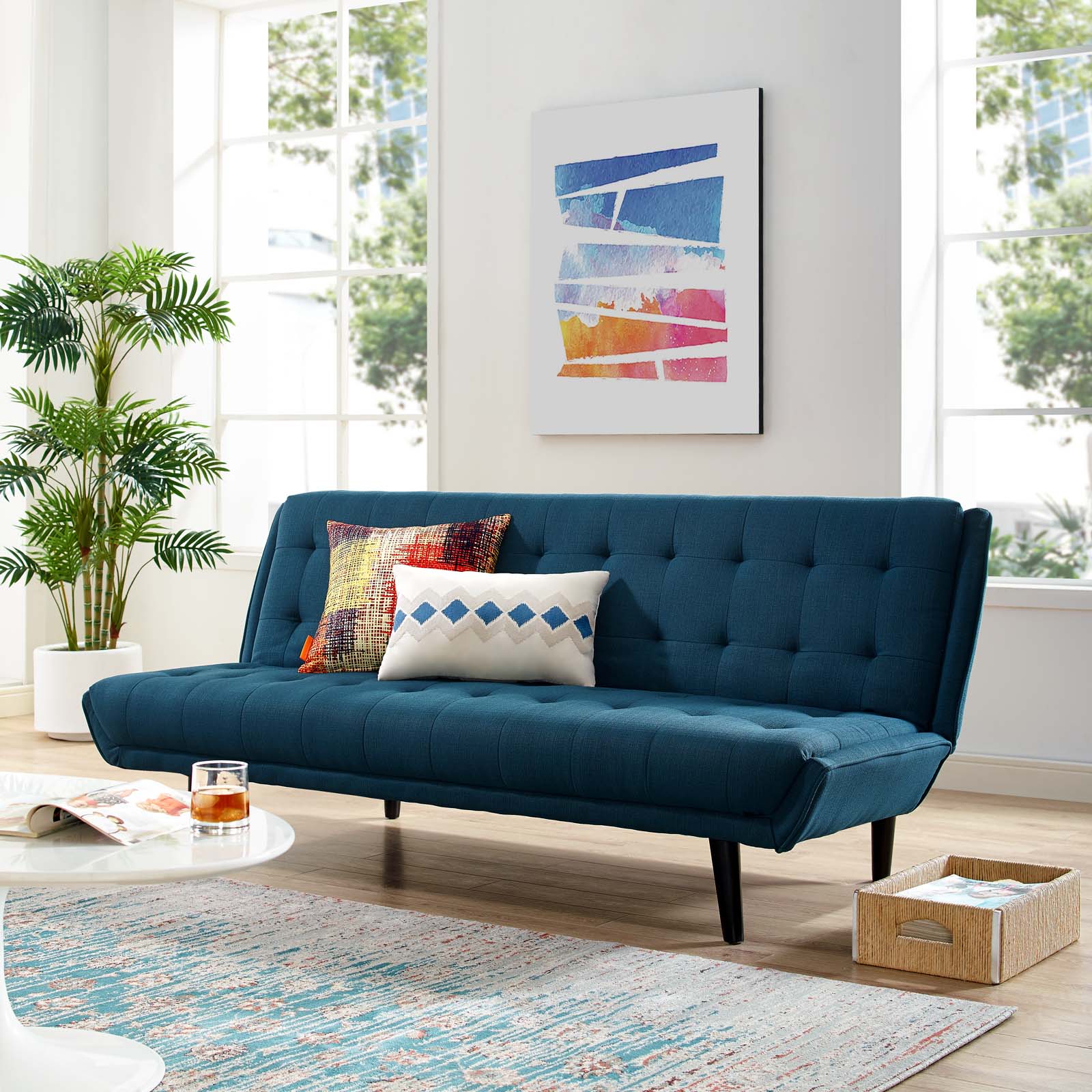 Modway Glance Tufted Convertible Fabric Sofa Bed | Sofas