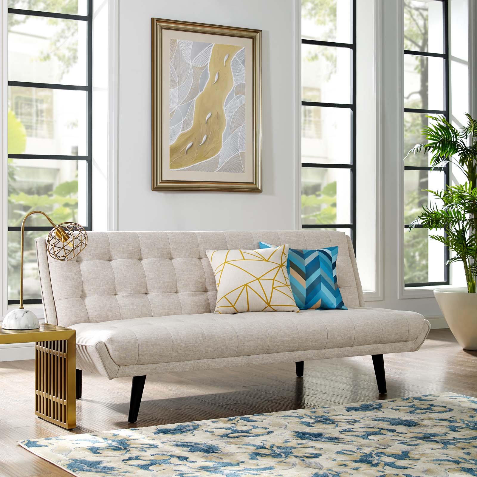 Modway Glance Tufted Convertible Fabric Sofa Bed | Sofas | 