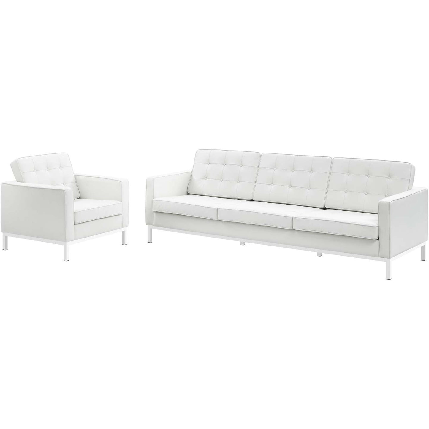 Modway Loft 2 Piece Leather Sofa and Armchair Set