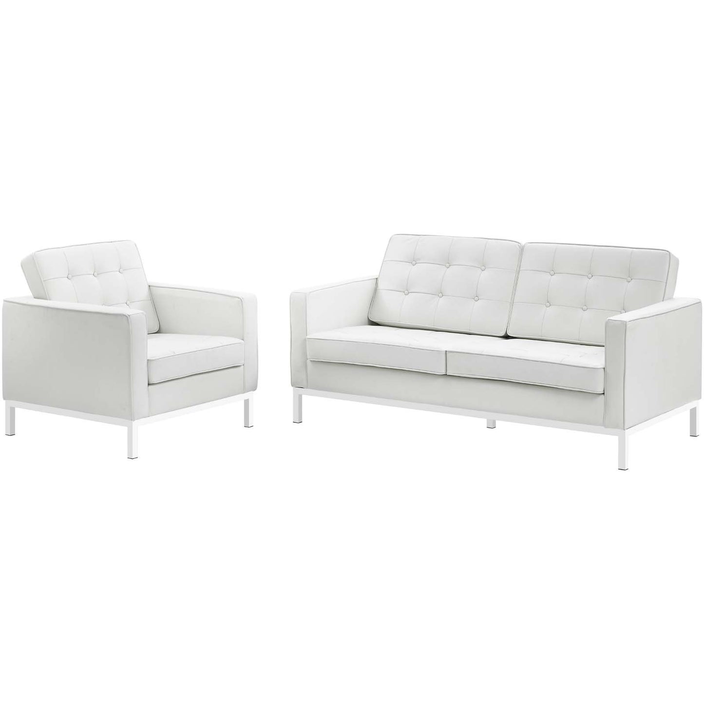 Modway Loft 2 Piece Leather Loveseat and Armchair Set