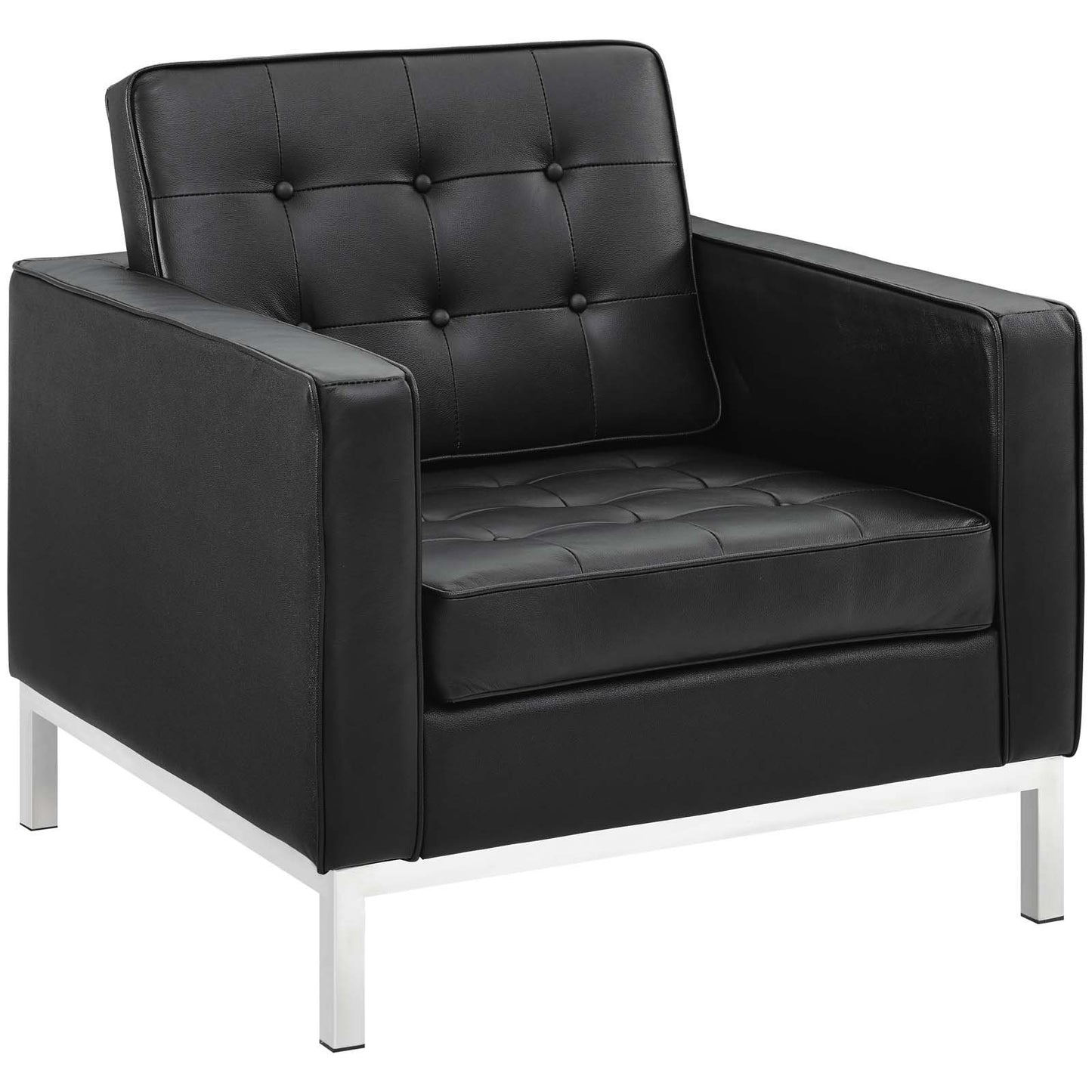 Modway Loft 3 Piece Leather Sofa Loveseat and Armchair Set