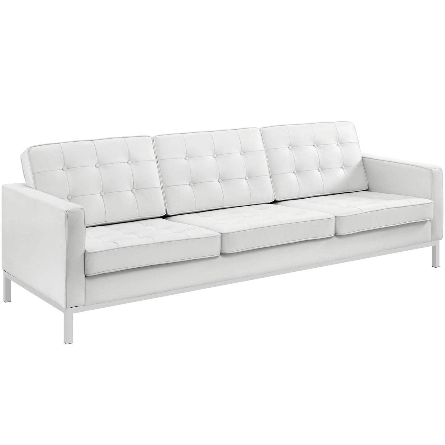 Modway Loft 3 Piece Leather Sofa Loveseat and Armchair Set