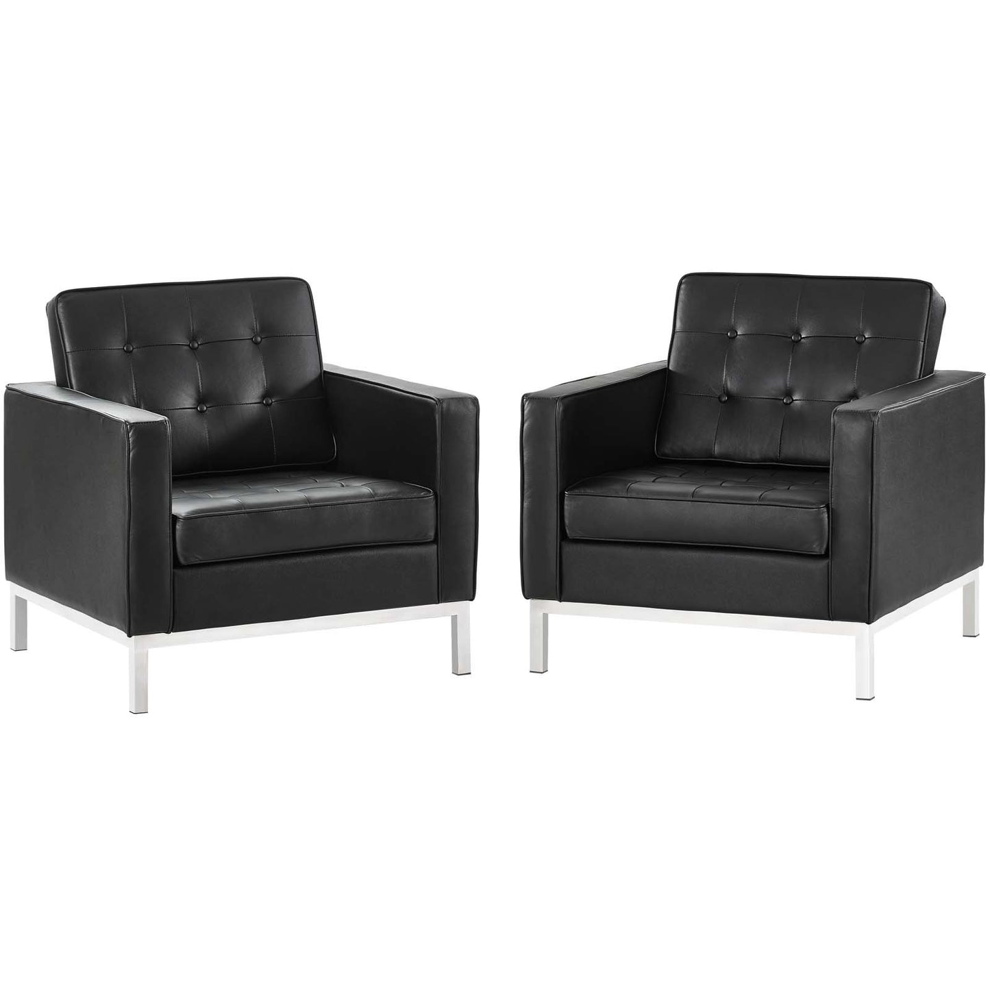 Modway Loft 2 Piece Leather Armchair Set