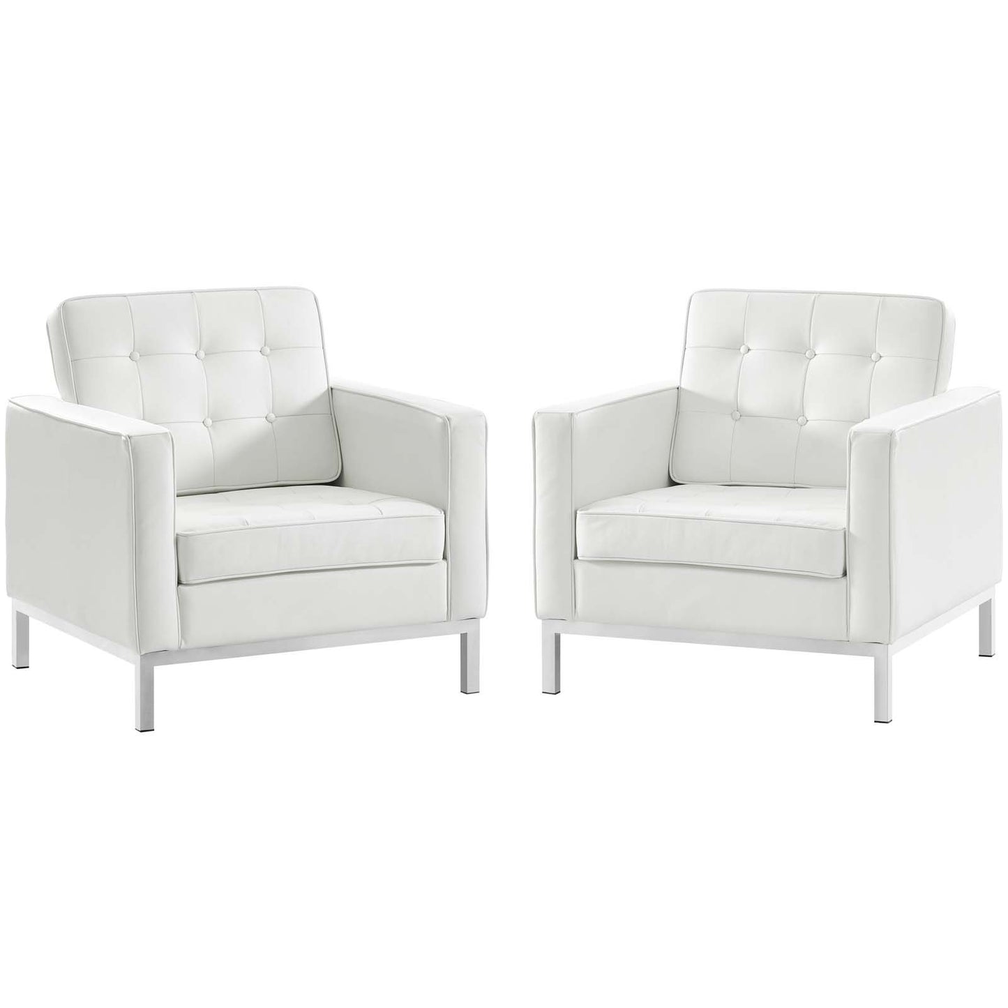 Modway Loft 2 Piece Leather Armchair Set