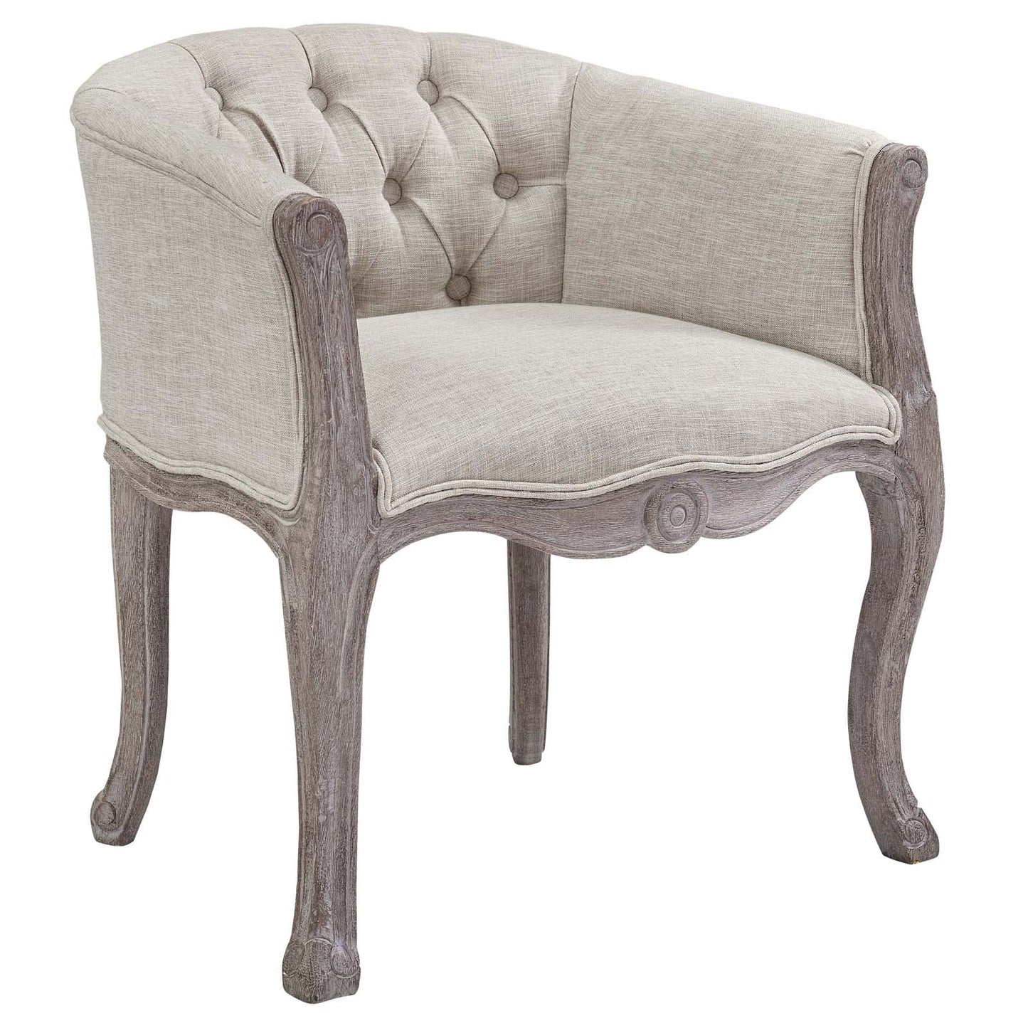 Modway Crown Vintage French Upholstered Fabric Dining Armchair Set of 2 | Dining Chairs | 