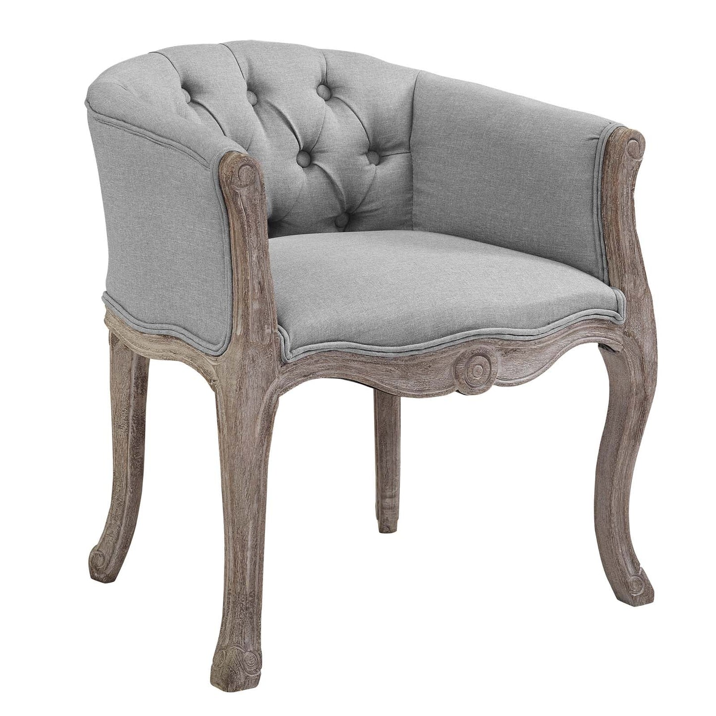 Modway Crown Vintage French Upholstered Fabric Dining Armchair Set of 2 | Dining Chairs | 