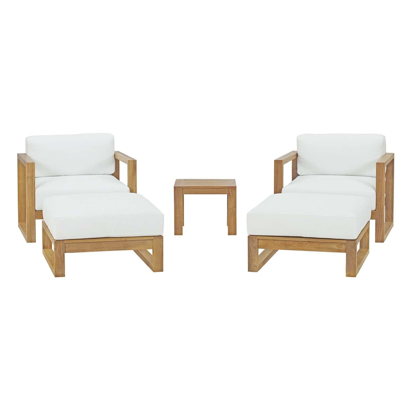 Modway Upland 5 Piece Outdoor Patio Teak Set | Armchairs | Modishstore-2