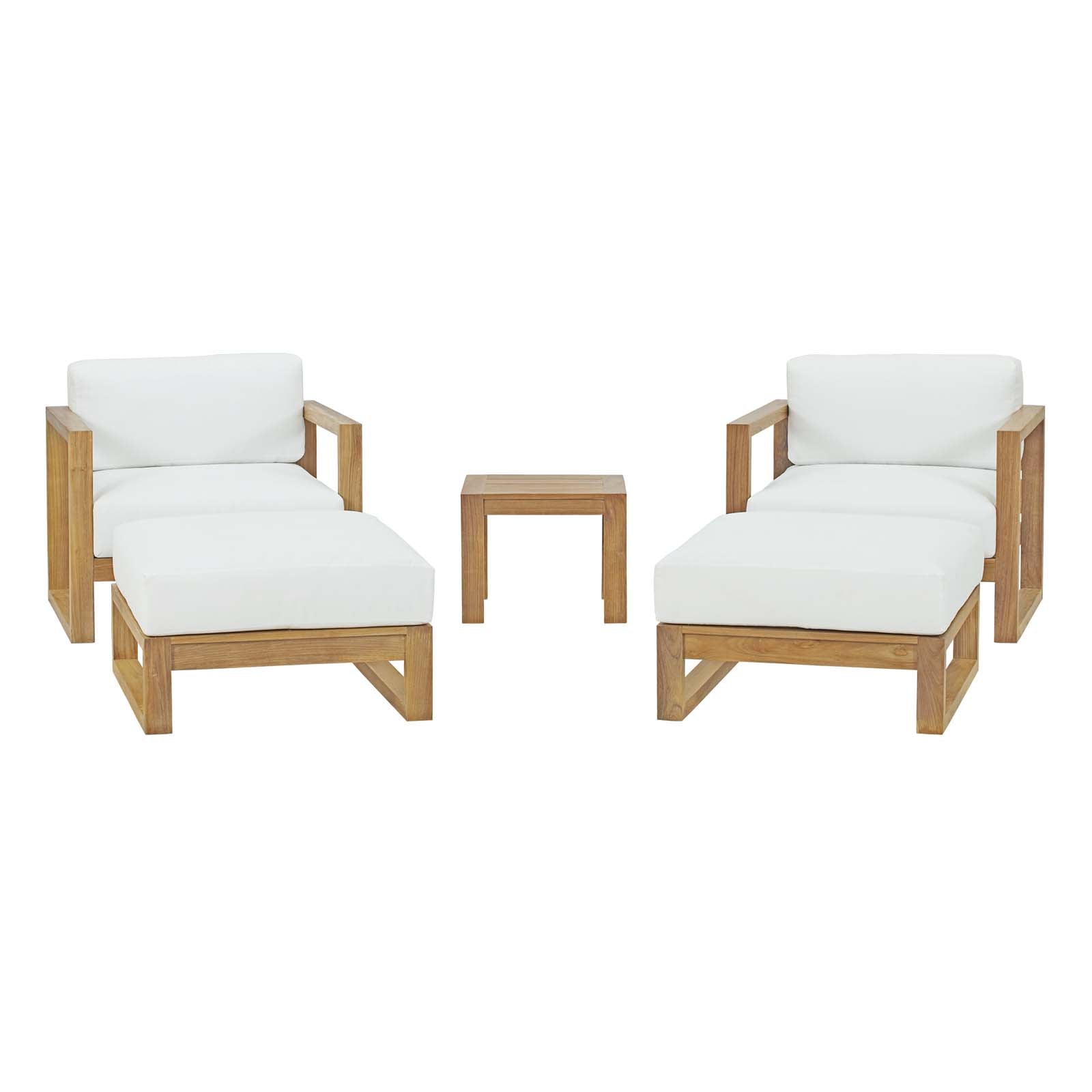 Modway Upland 5 Piece Outdoor Patio Teak Set | Armchairs | Modishstore-2
