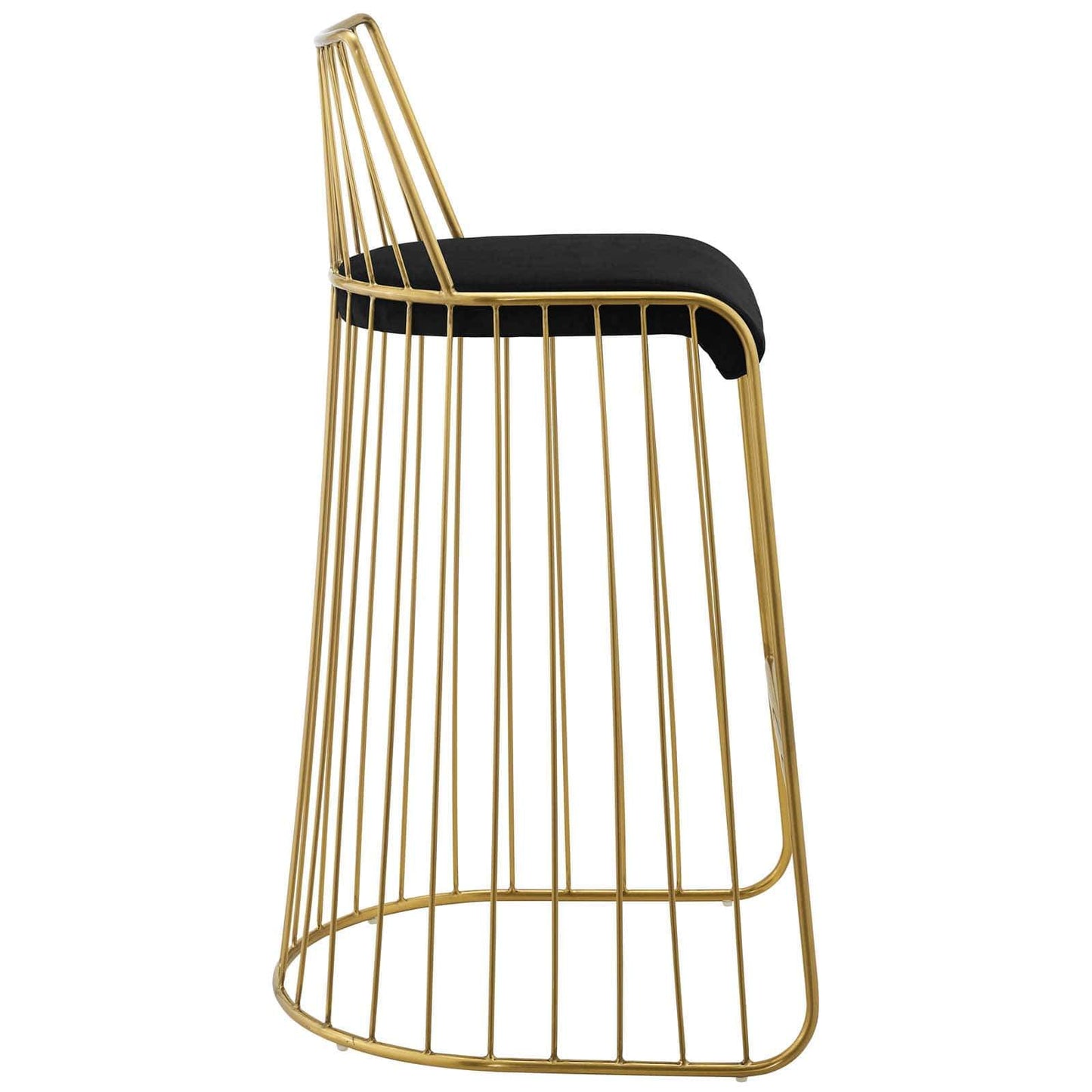 Modway Rivulet Gold Stainless Steel Upholstered Velvet Bar Stool