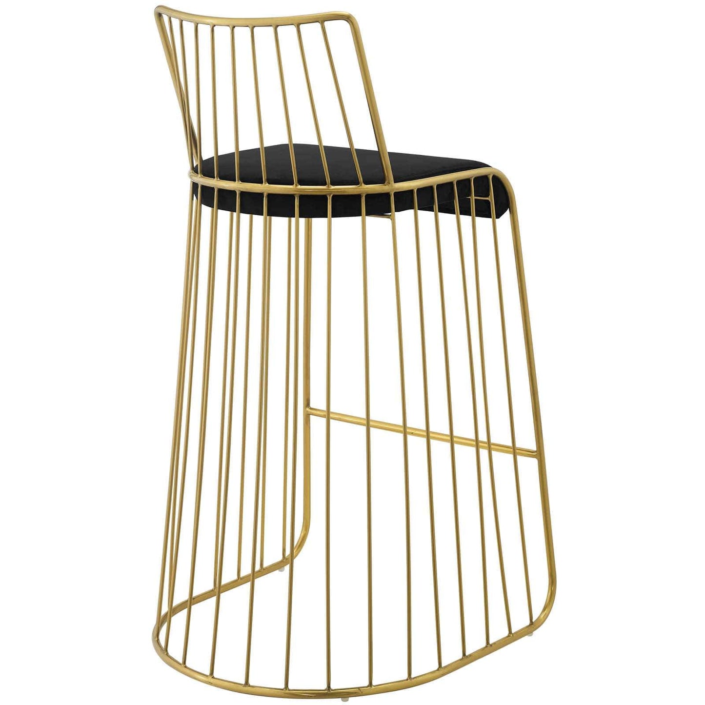 Modway Rivulet Gold Stainless Steel Upholstered Velvet Bar Stool