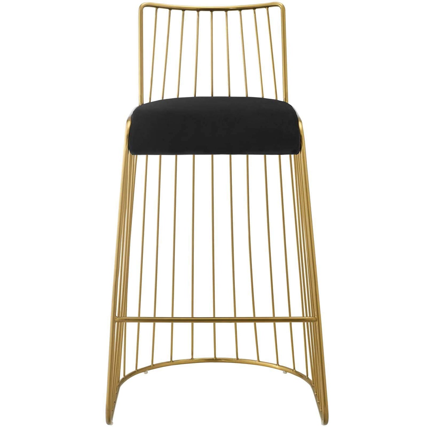 Modway Rivulet Gold Stainless Steel Upholstered Velvet Bar Stool