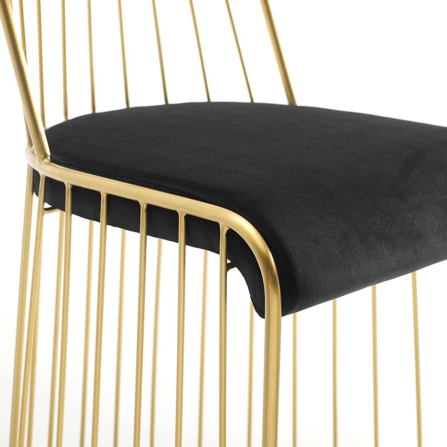 Modway Rivulet Gold Stainless Steel Upholstered Velvet Bar Stool