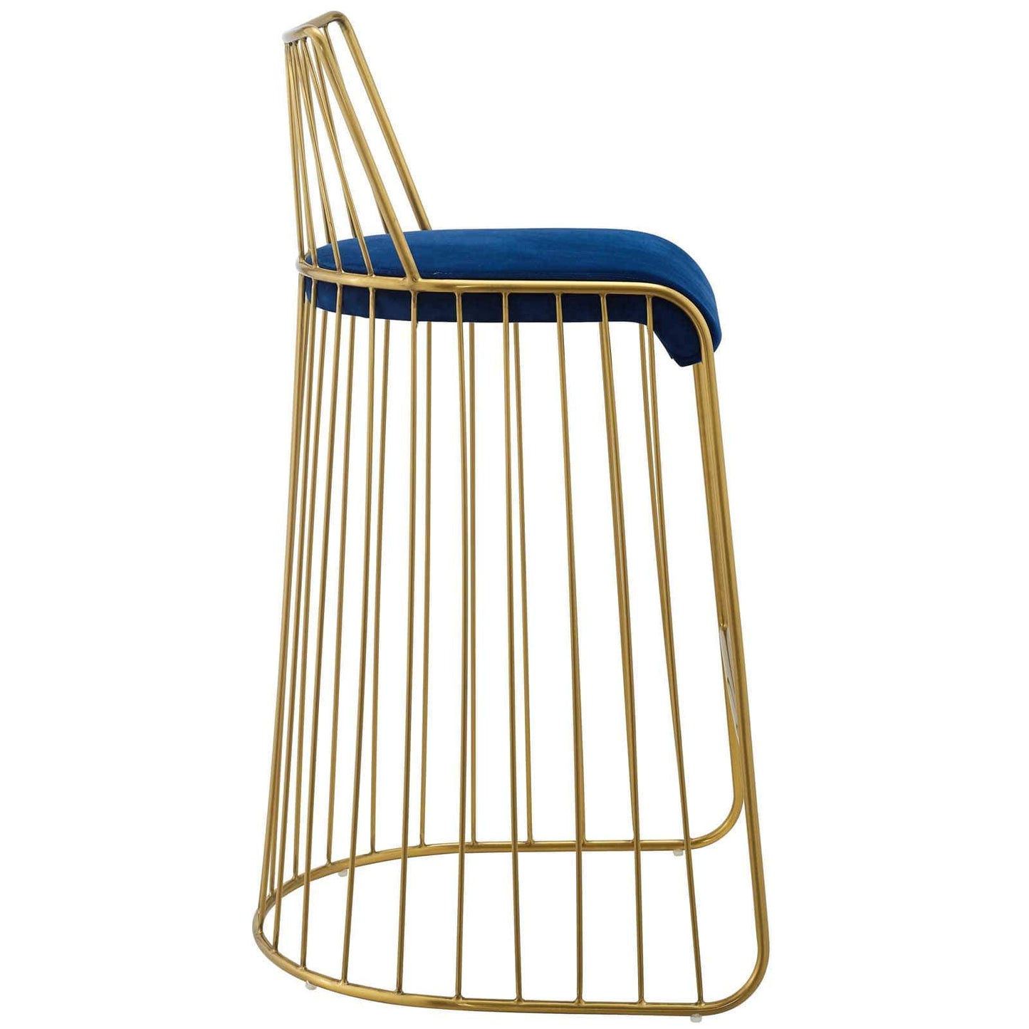 Modway Rivulet Gold Stainless Steel Upholstered Velvet Bar Stool