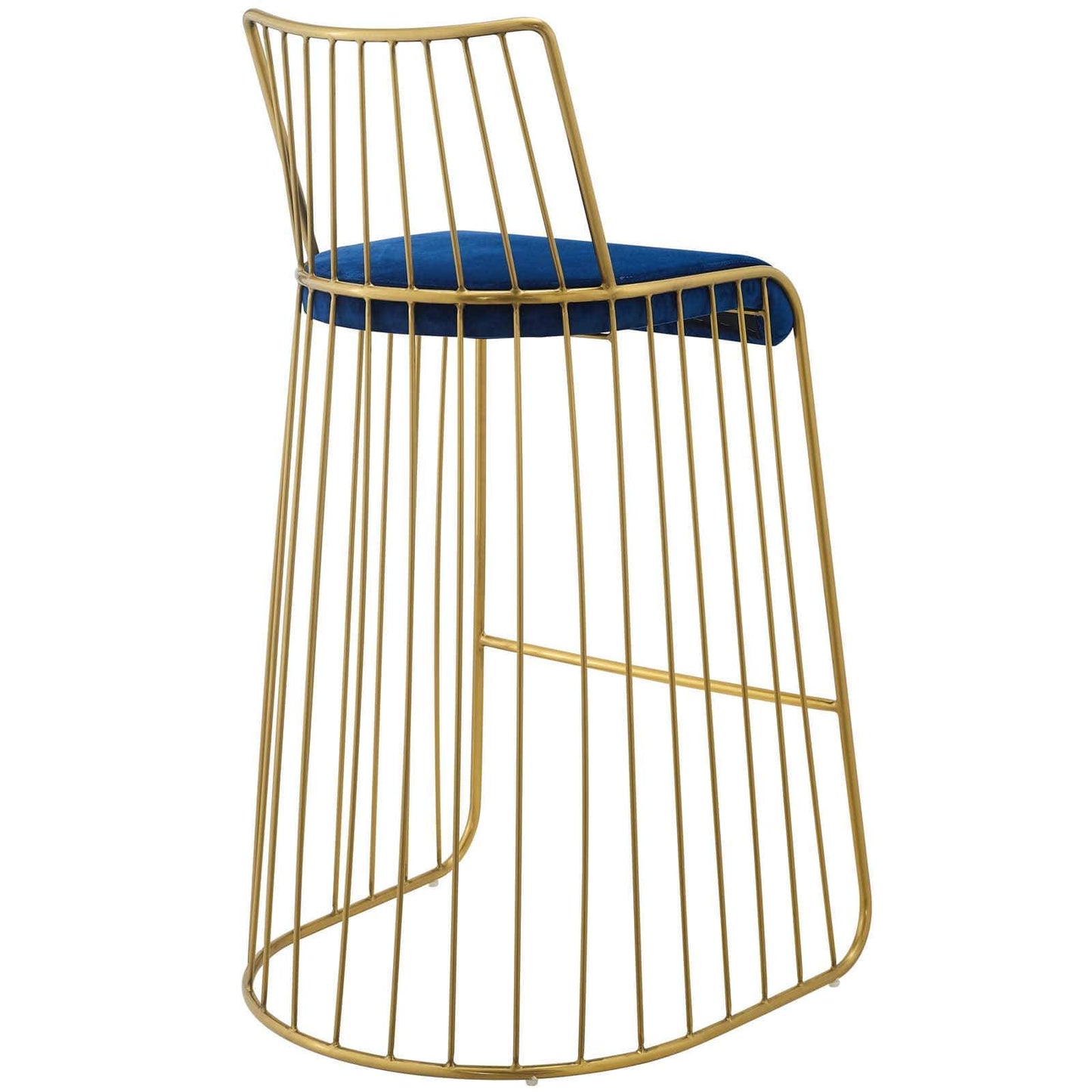 Modway Rivulet Gold Stainless Steel Upholstered Velvet Bar Stool