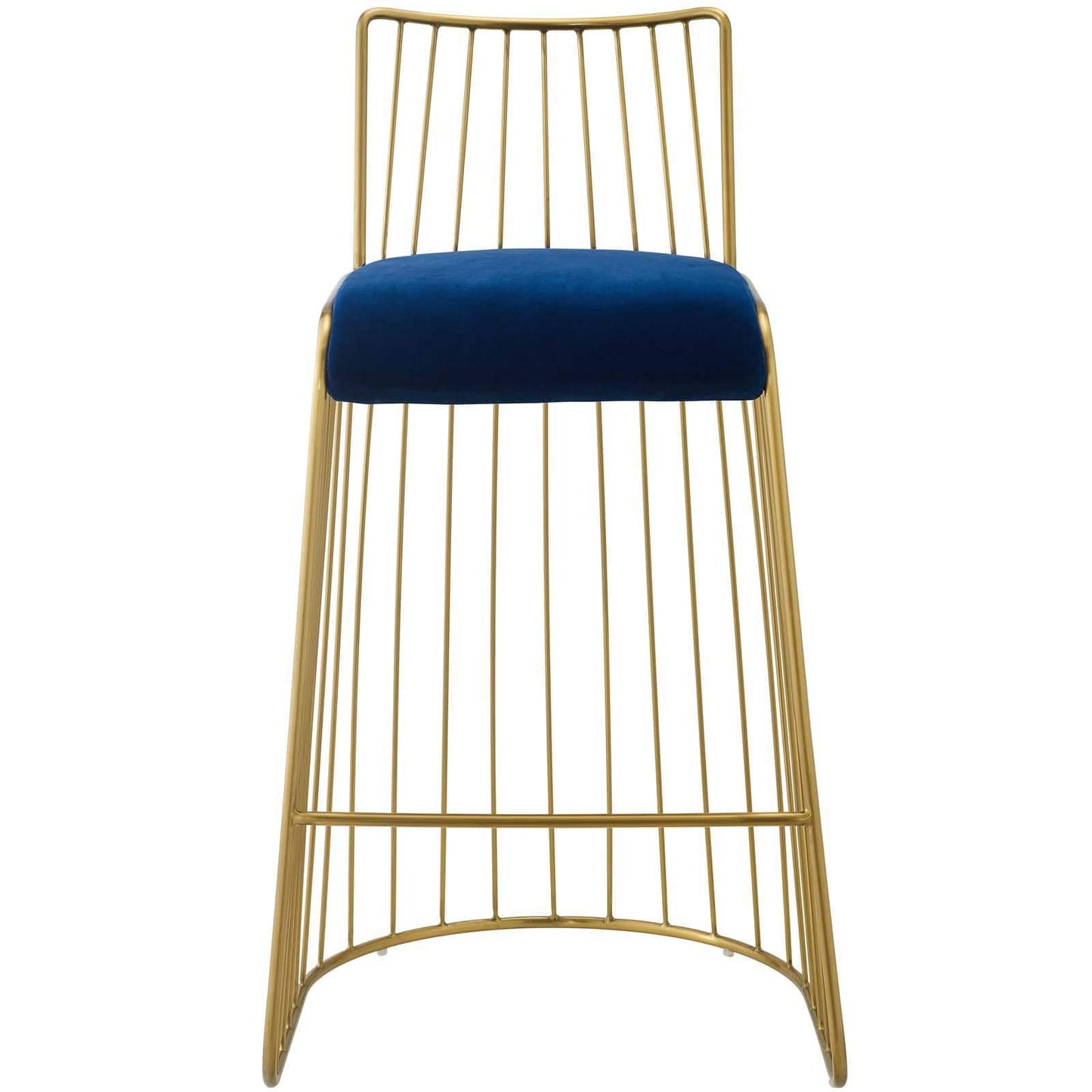 Modway Rivulet Gold Stainless Steel Upholstered Velvet Bar Stool