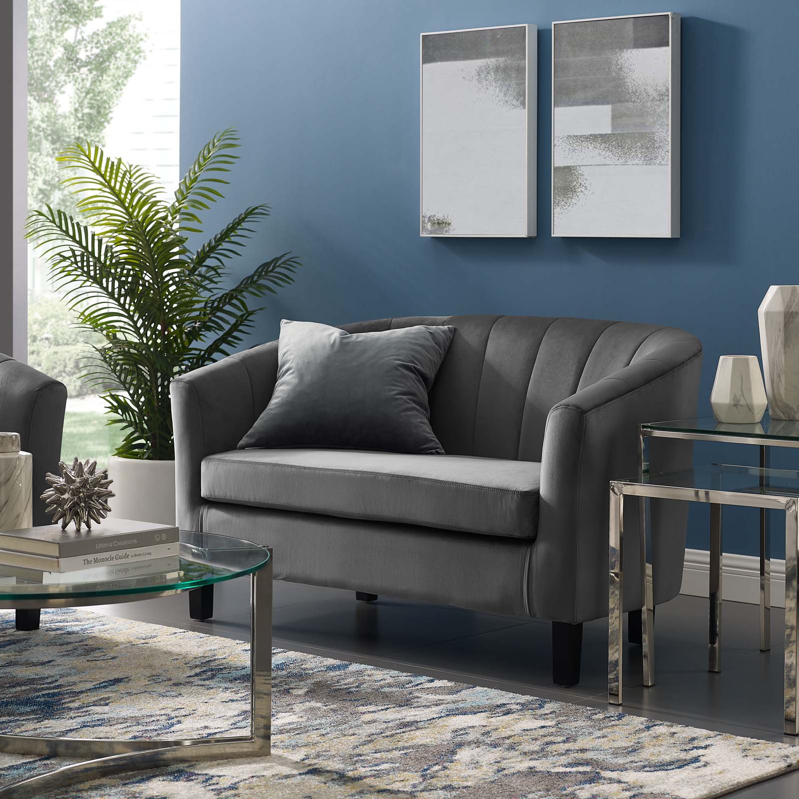 Modway Prospect Channel Tufted Upholstered Velvet Loveseat | Loveseats | Modishstore-11