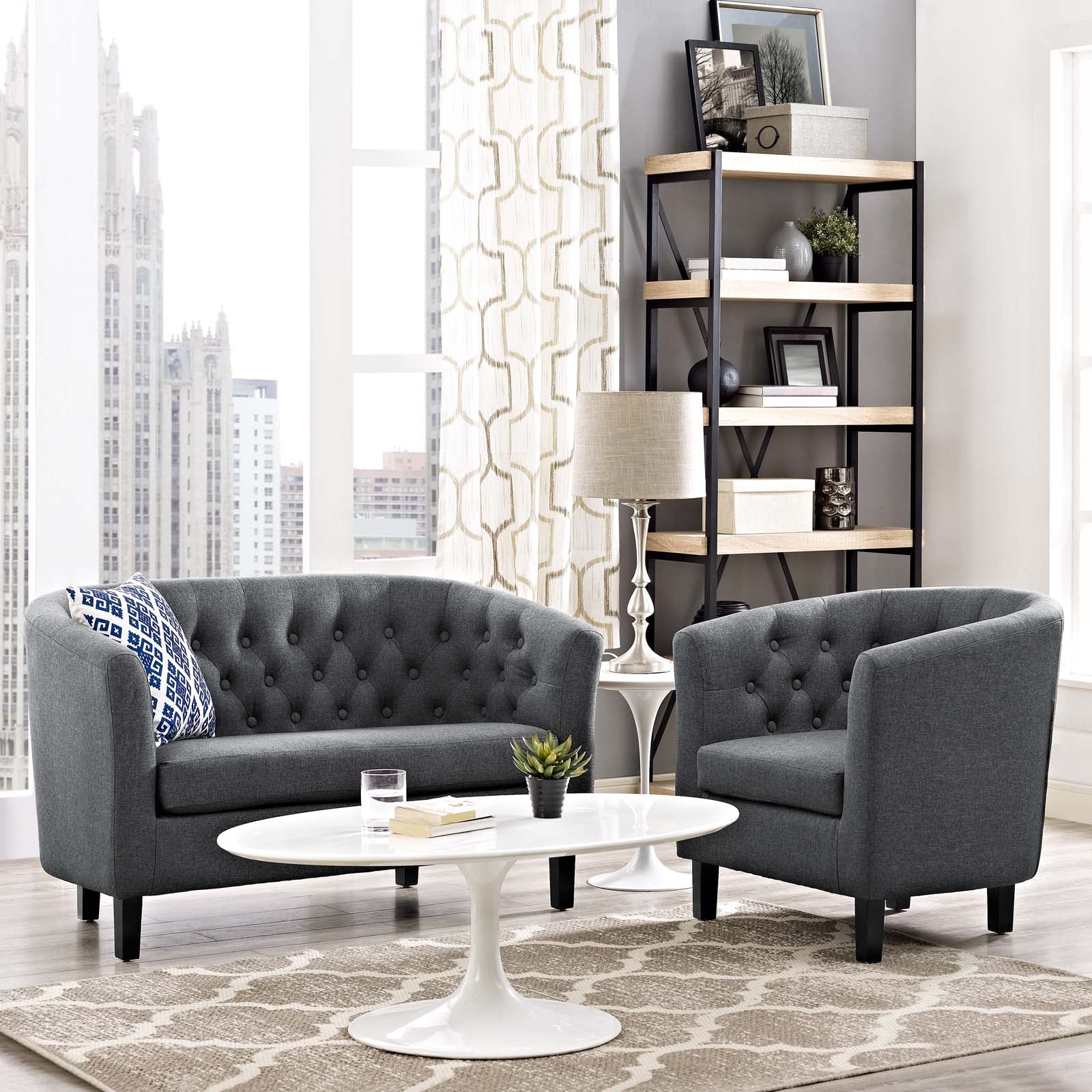 Modway Prospect 2 Piece Upholstered Fabric Loveseat and Armchair Set | Loveseats | Modishstore-43