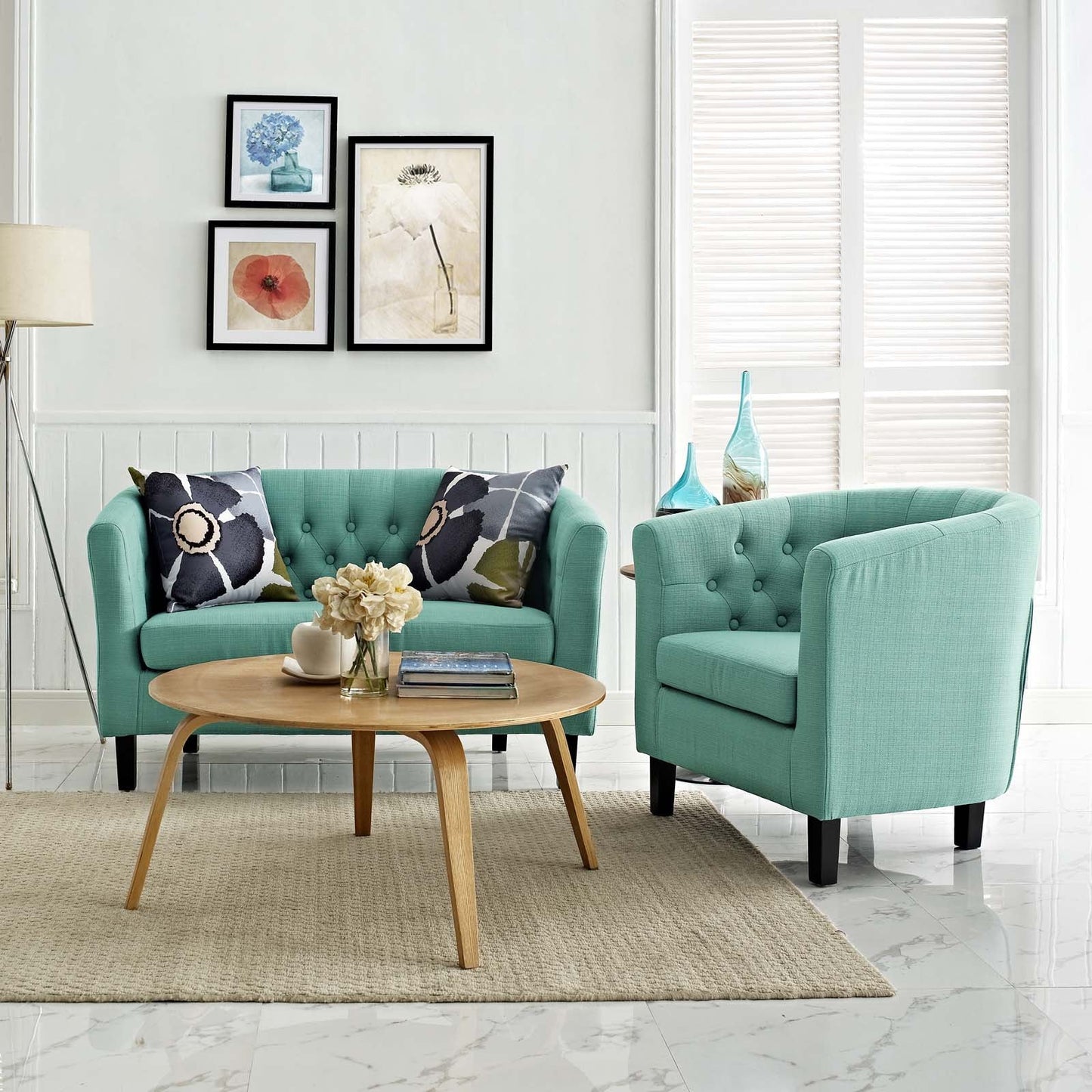 Modway Prospect 2 Piece Upholstered Fabric Loveseat and Armchair Set | Loveseats | Modishstore-59