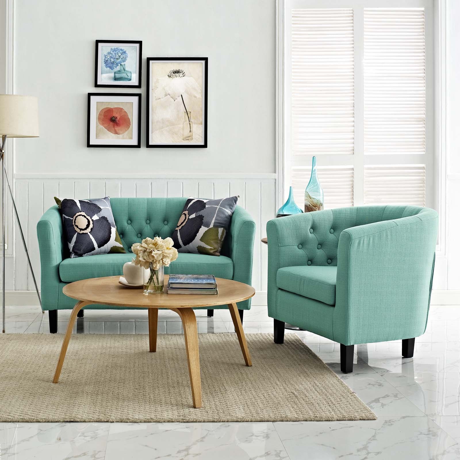 Modway Prospect 2 Piece Upholstered Fabric Loveseat and Armchair Set | Loveseats | Modishstore-59