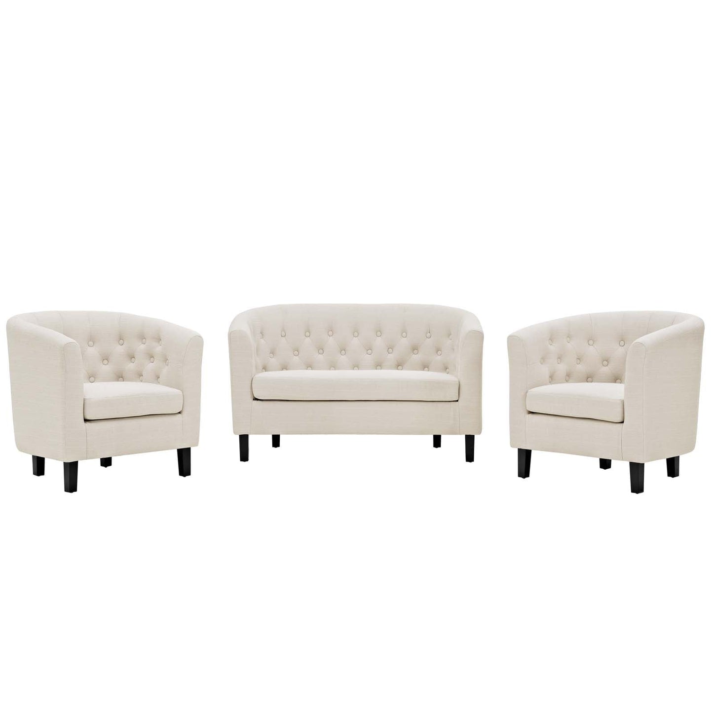Modway Prospect 3 Piece Upholstered Fabric Loveseat and Armchair Set | Loveseats | Modishstore-2