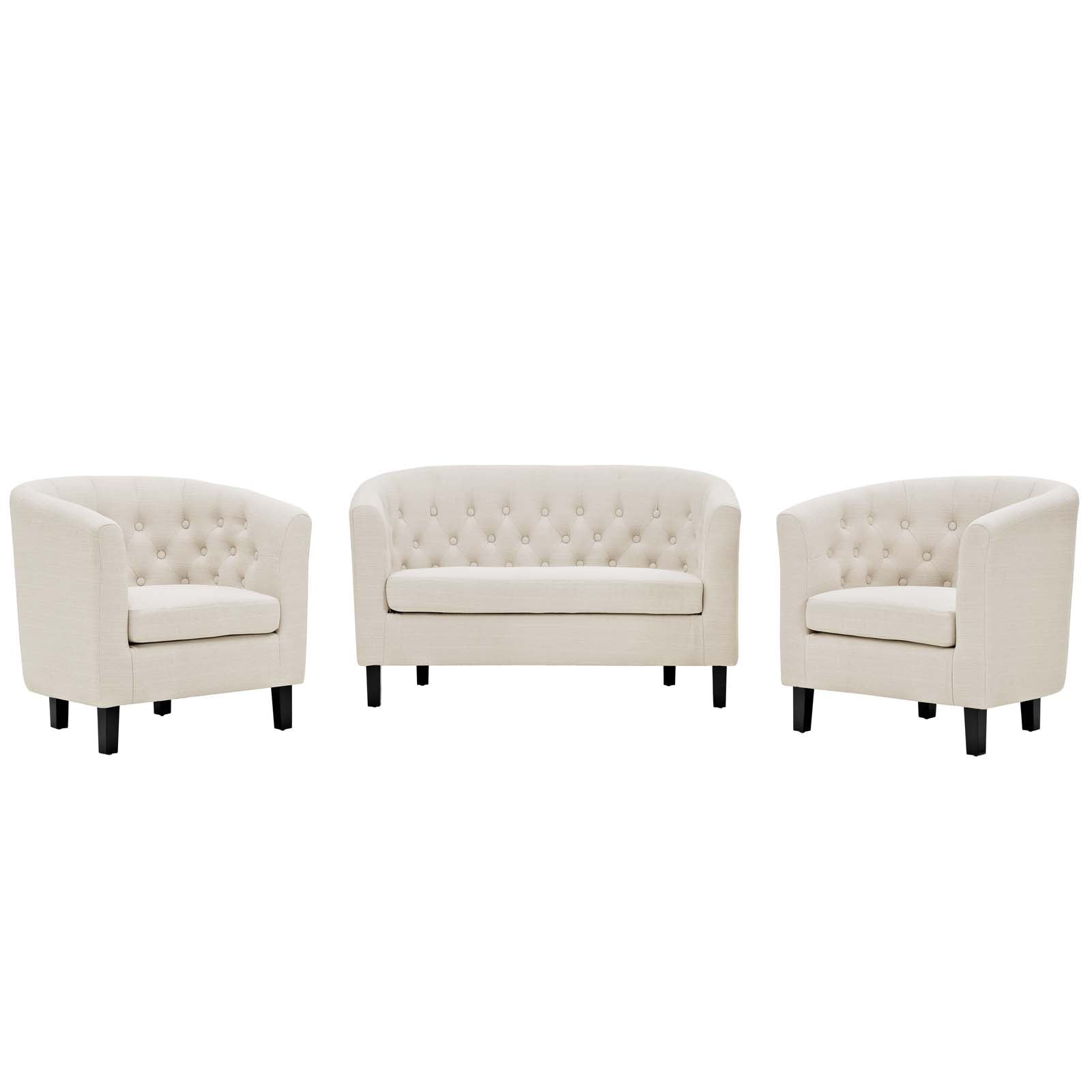 Modway Prospect 3 Piece Upholstered Fabric Loveseat and Armchair Set | Loveseats | Modishstore-2