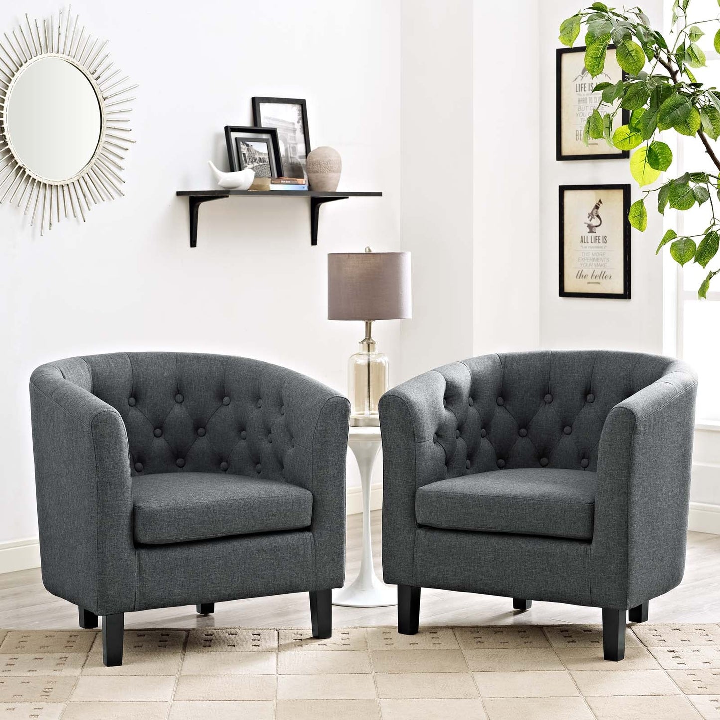 Modway Prospect 2 Piece Upholstered Fabric Armchair Set | Armchairs | Modishstore-48