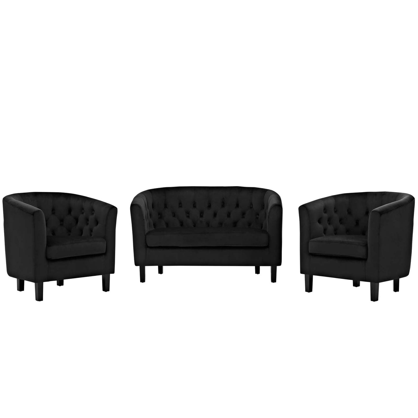 Modway Prospect 3 Piece Performance Velvet Loveseat and Armchair Set | Loveseats | Modishstore-2